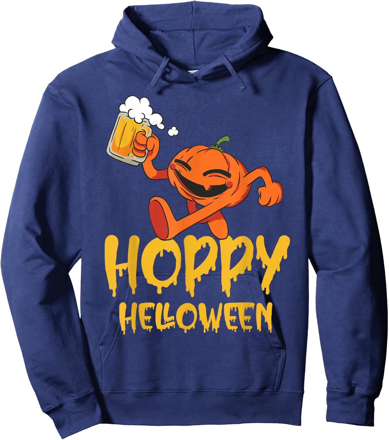 Pumpkin with Beer Mug Funny Hoppy Halloween Hoodie - Hoodie | Navy
