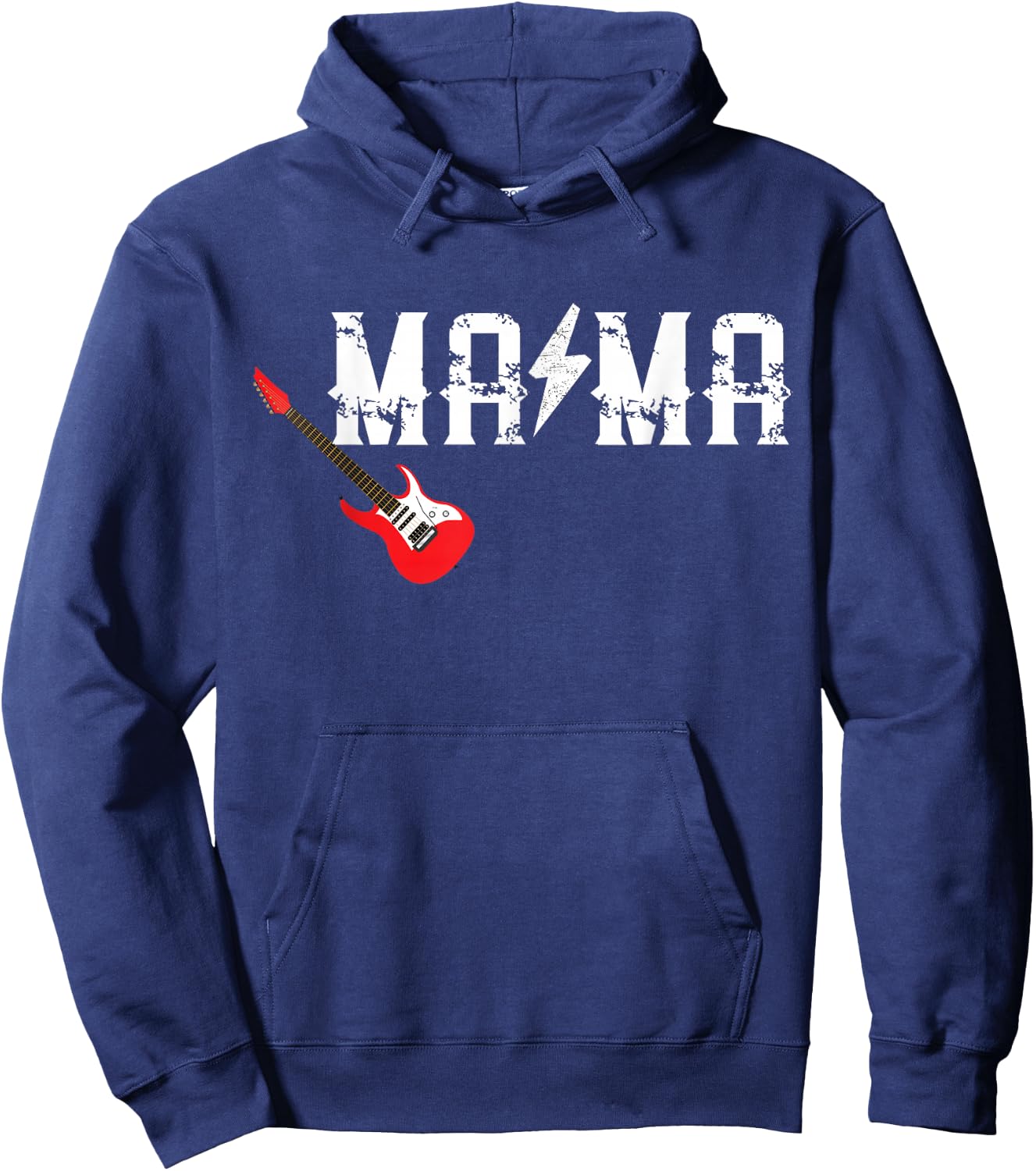 Mama Rockin One Birthday Family Matching Rock Guitar Hoodie - Hoodie | Navy