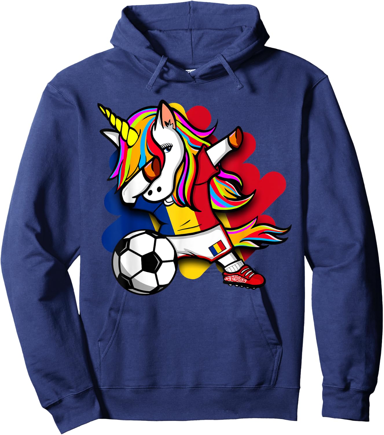 Dabbing Unicorn Romania Soccer Fans Jersey Romanian Football Hoodie - Hoodie | Navy