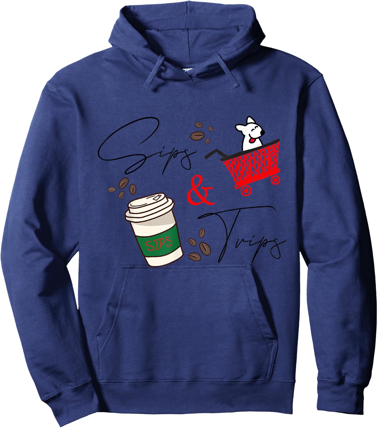 Sips and Trips coffee sips and shopping trips Hoodie - Hoodie | Navy