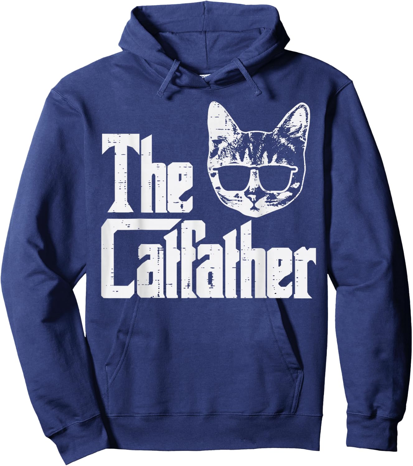 The Catfather Funny Cat Dad Fathers Day Movie Pun Papa Men Hoodie - Hoodie | Navy