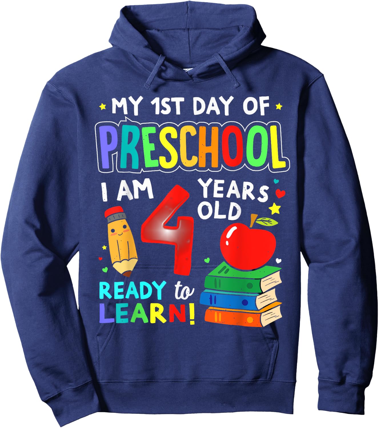 My First Day of Preschool Boys Girls 1st Day of Prek Kids Hoodie - Hoodie | Navy