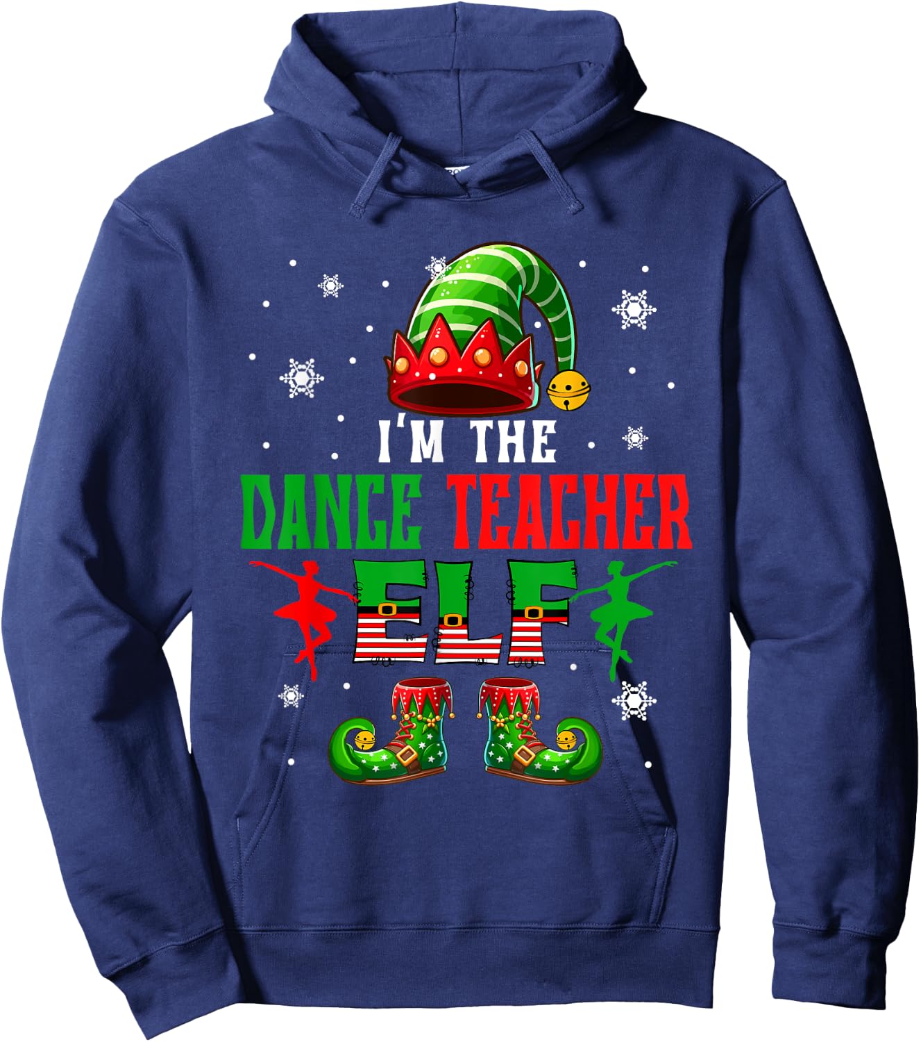 I'm The Dance Teacher Elf Christmas Costume Colorful Elf Men Women Hoodie - Hoodie | Navy