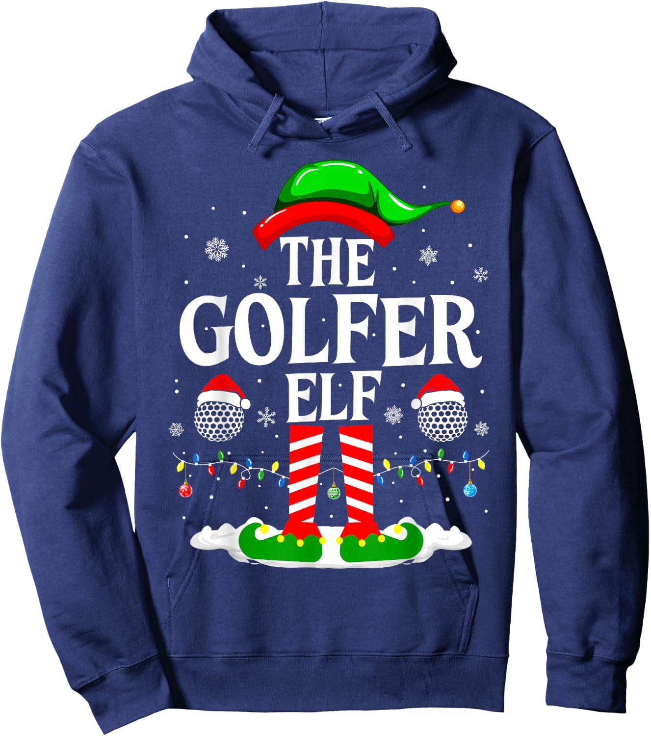 The Golfer Elf Funny Matching Xmas Golfing Christmas Golf Hoodie - Hoodie | Navy