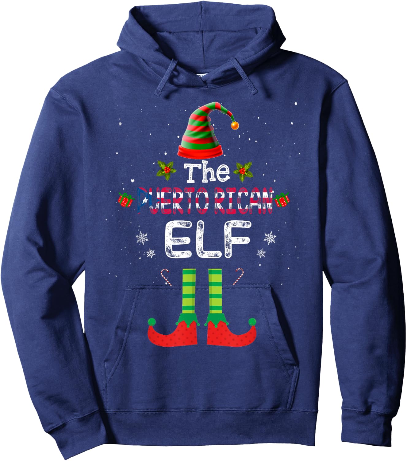 Puerto Rican Elf Group Matching Family Christmas Outfit Set Hoodie - Hoodie | Navy