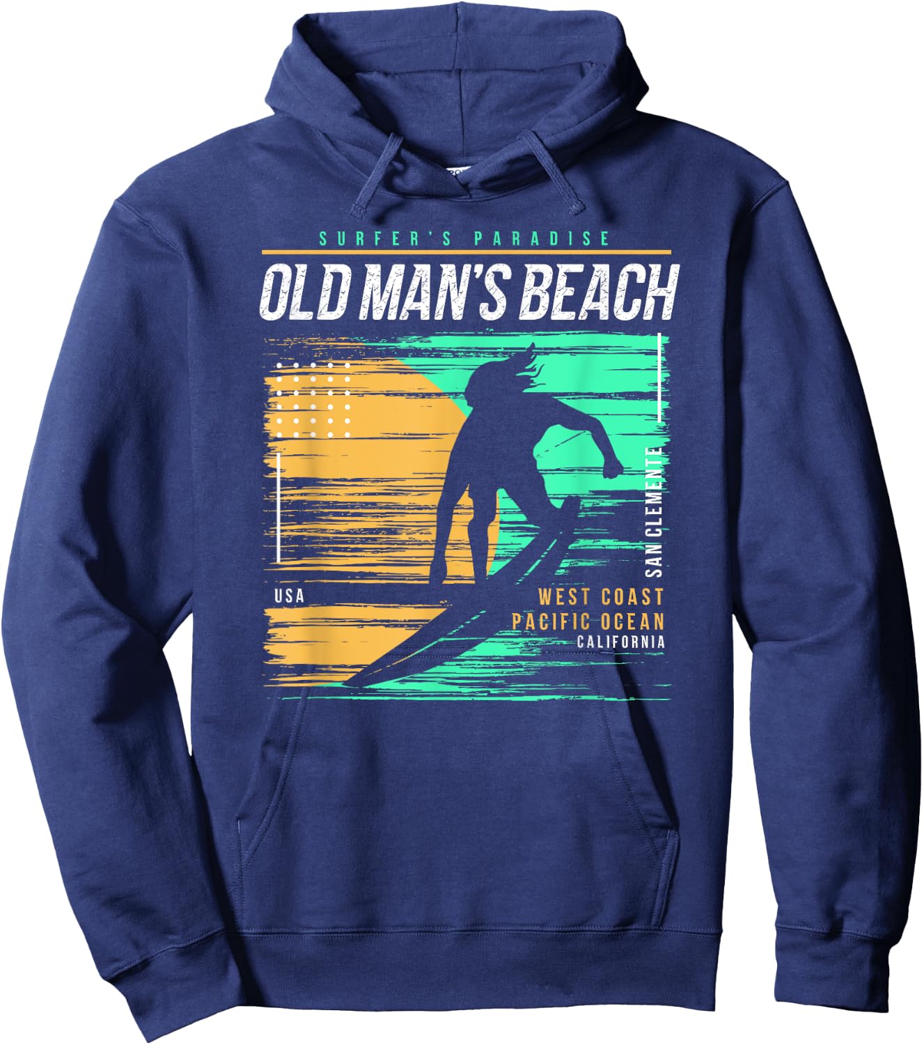 Vintage Surfing Old Mans Beach San Clemente Surfers Paradise Hoodie - Hoodie | Navy