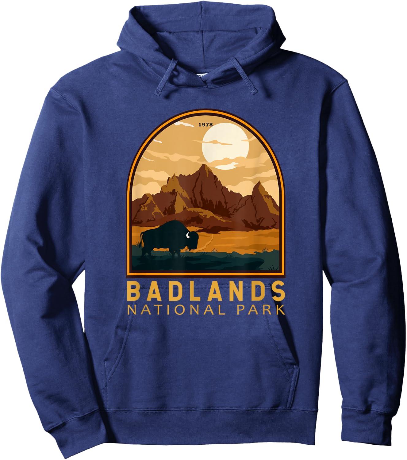 Badlands National Park South Dakota Vintage Emblem Hoodie - Hoodie | Navy
