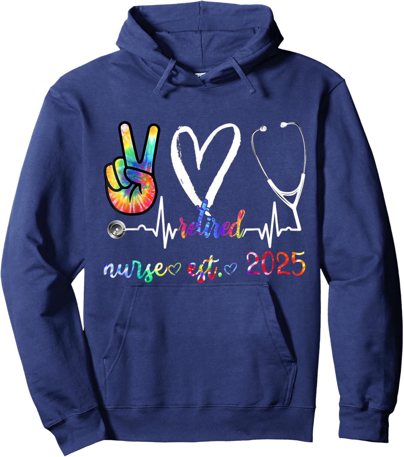 Retirement gifts Nurse 2025 Nursing Retired Nurse 25 Tie Dye Hoodie - Hoodie | Navy