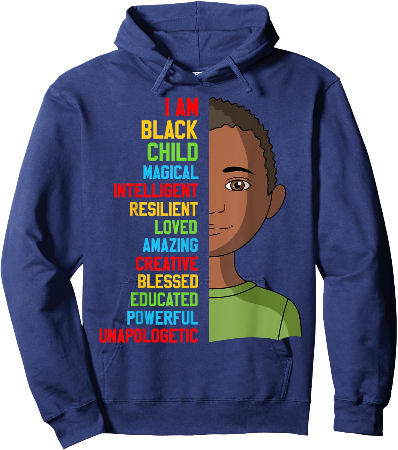 African-Shirt I Am Black Child History American Kids Boy Hoodie - Hoodie | Navy