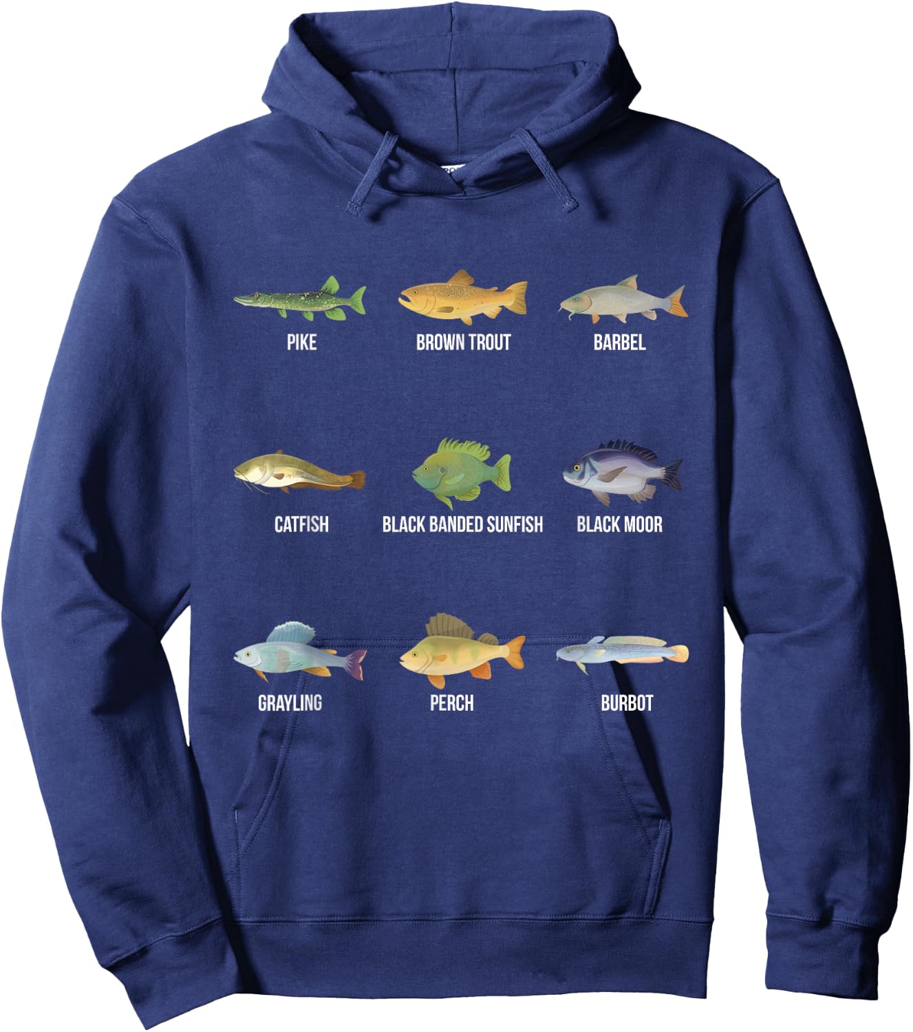 Types of Freshwater Fish Species Funny Fishing Gifts Hoodie - Hoodie | Navy