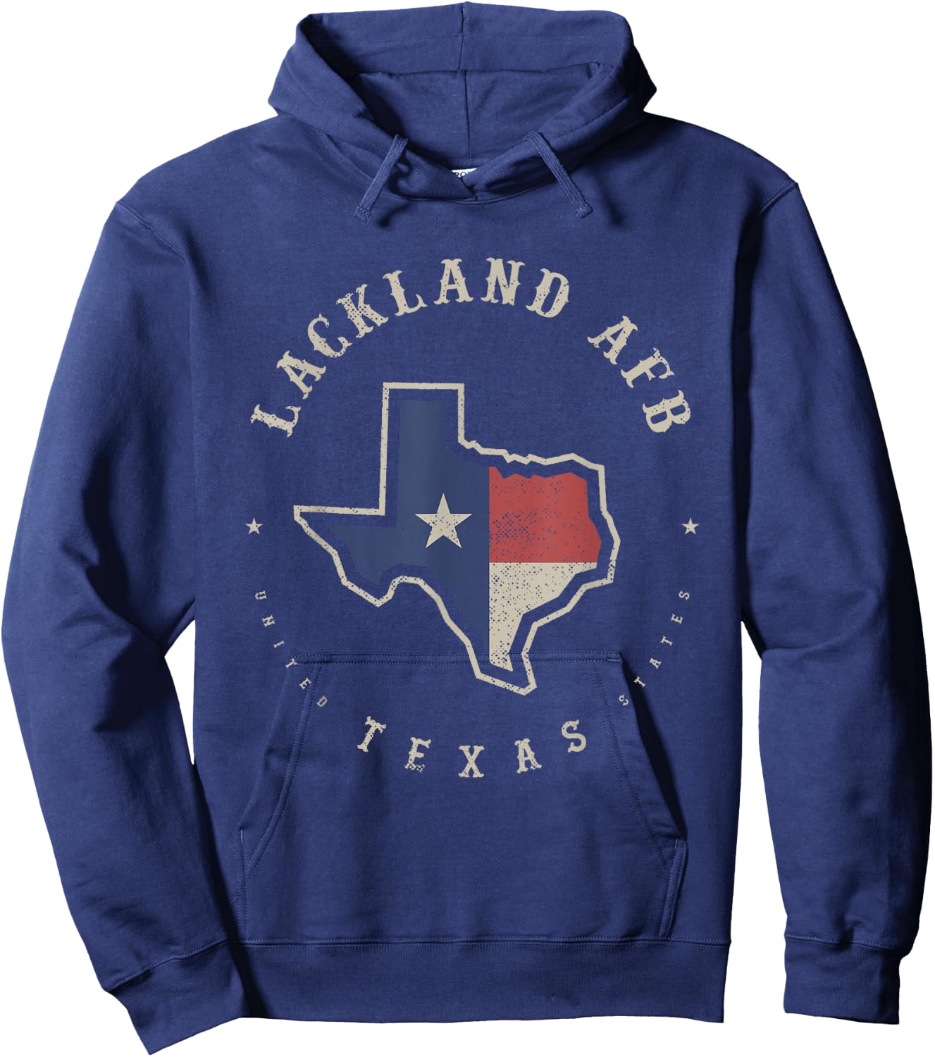 Vintage Lackland AFB Texas State Flag Map Souvenir Gift Hoodie - Hoodie | Navy