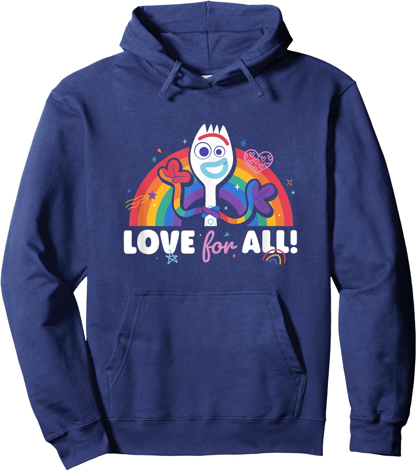 Disney Pixar Toy Story 4 Rainbow Forky Love for All Hoodie - Hoodie | Navy
