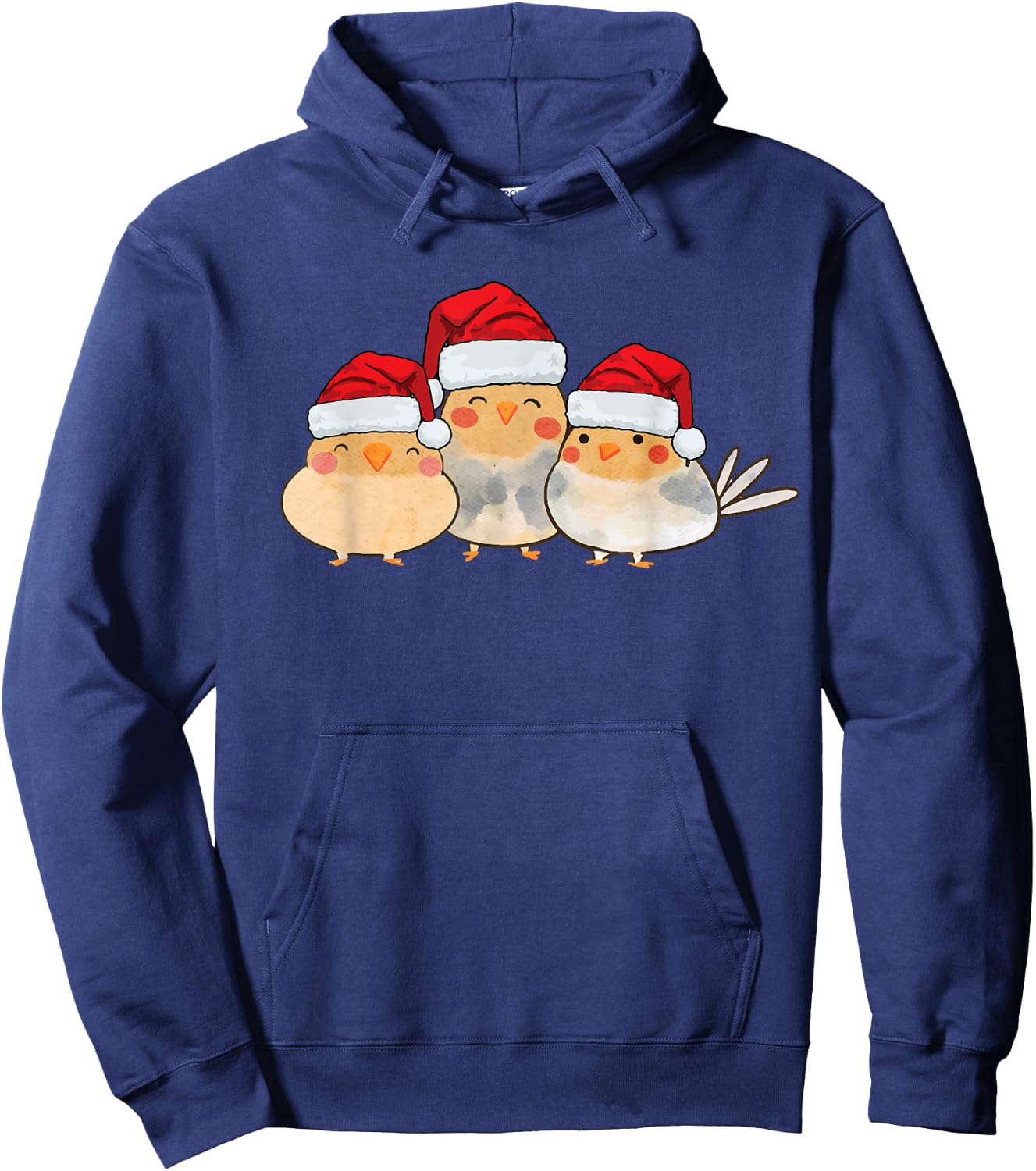Cockatiel Lutino yellow cute birds wearing christmas costume Hoodie - Hoodie | Navy