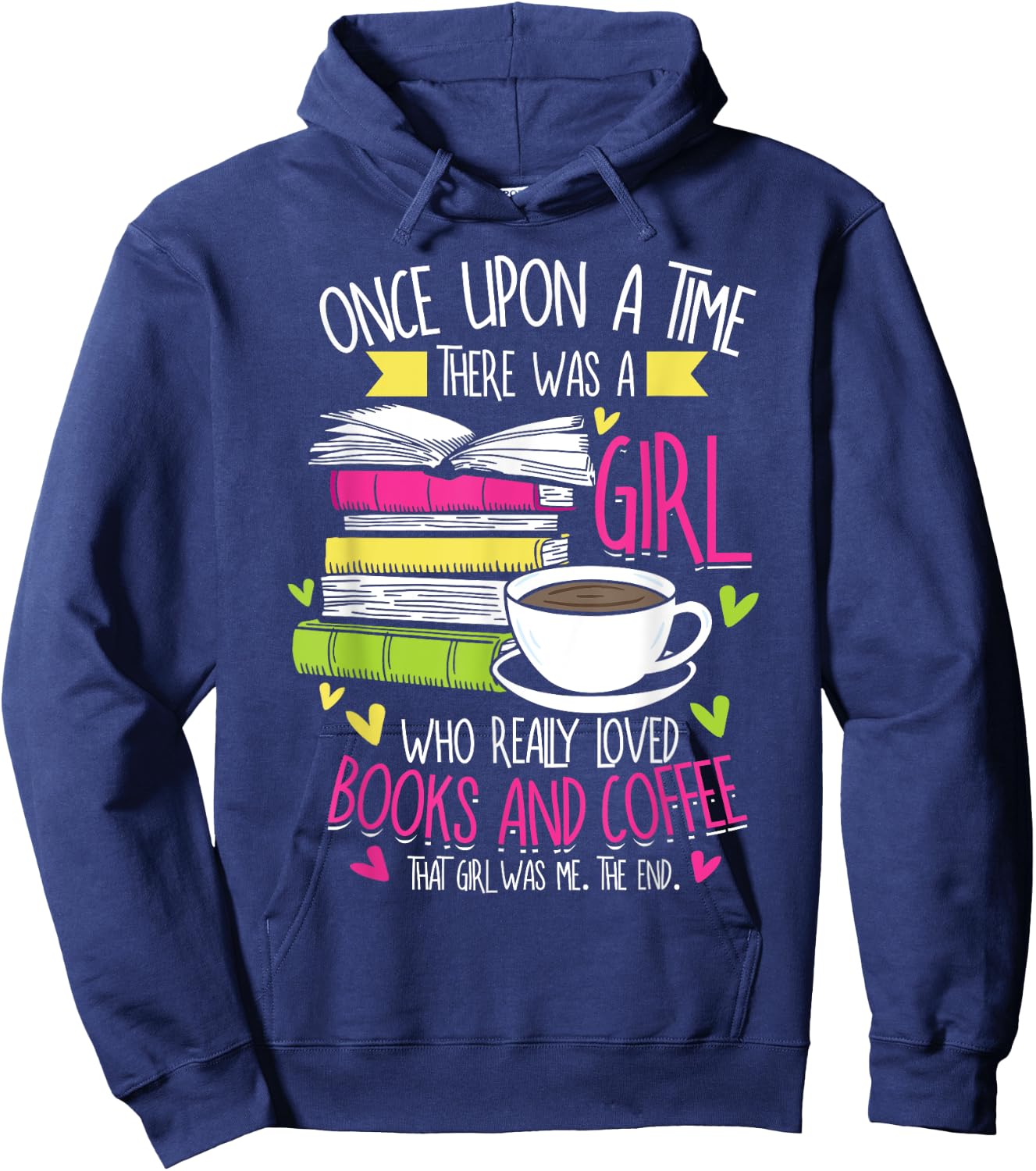 Book Lover & Coffee Reader Reading Quote Women & Girls Hoodie - Hoodie | Navy