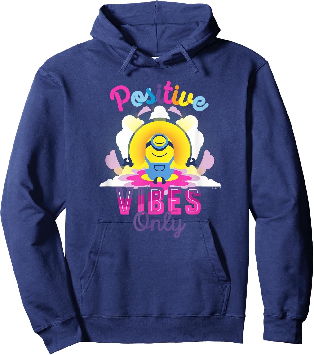 Minions Stuart Positive Vibes Only Poster Hoodie - Hoodie | Navy