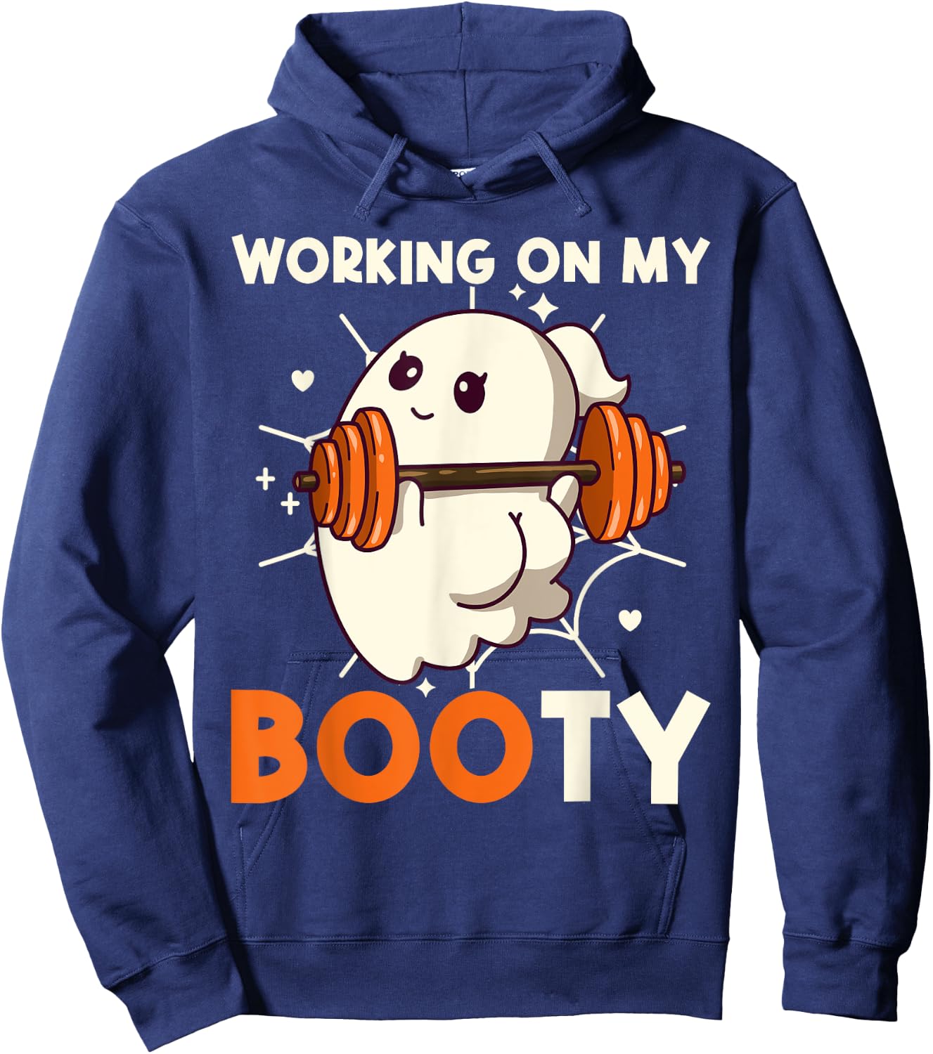 Working On My Booty Ghost Boo Gym Lover Halloween Funny Hoodie - Hoodie | Navy