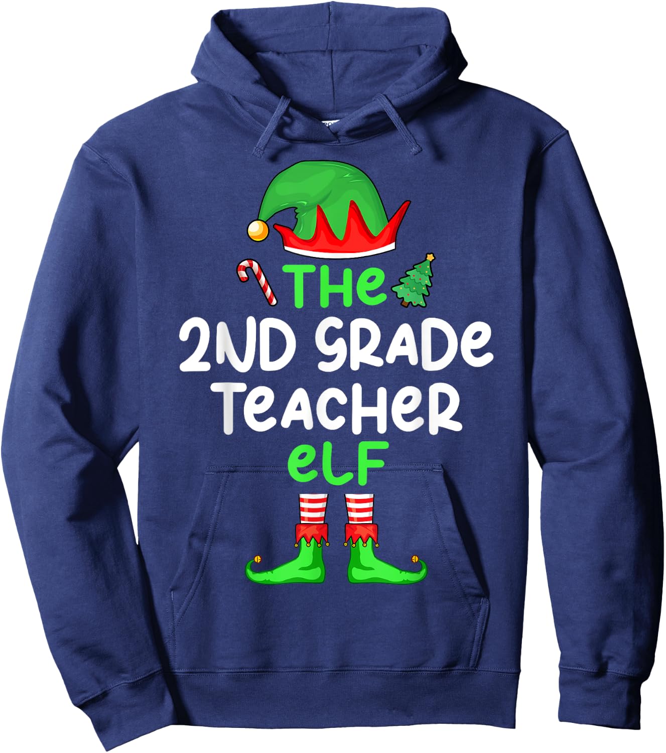 I'm The 2nd Grade Teacher Elf Christmas Matching Pajama Hoodie - Hoodie | Navy