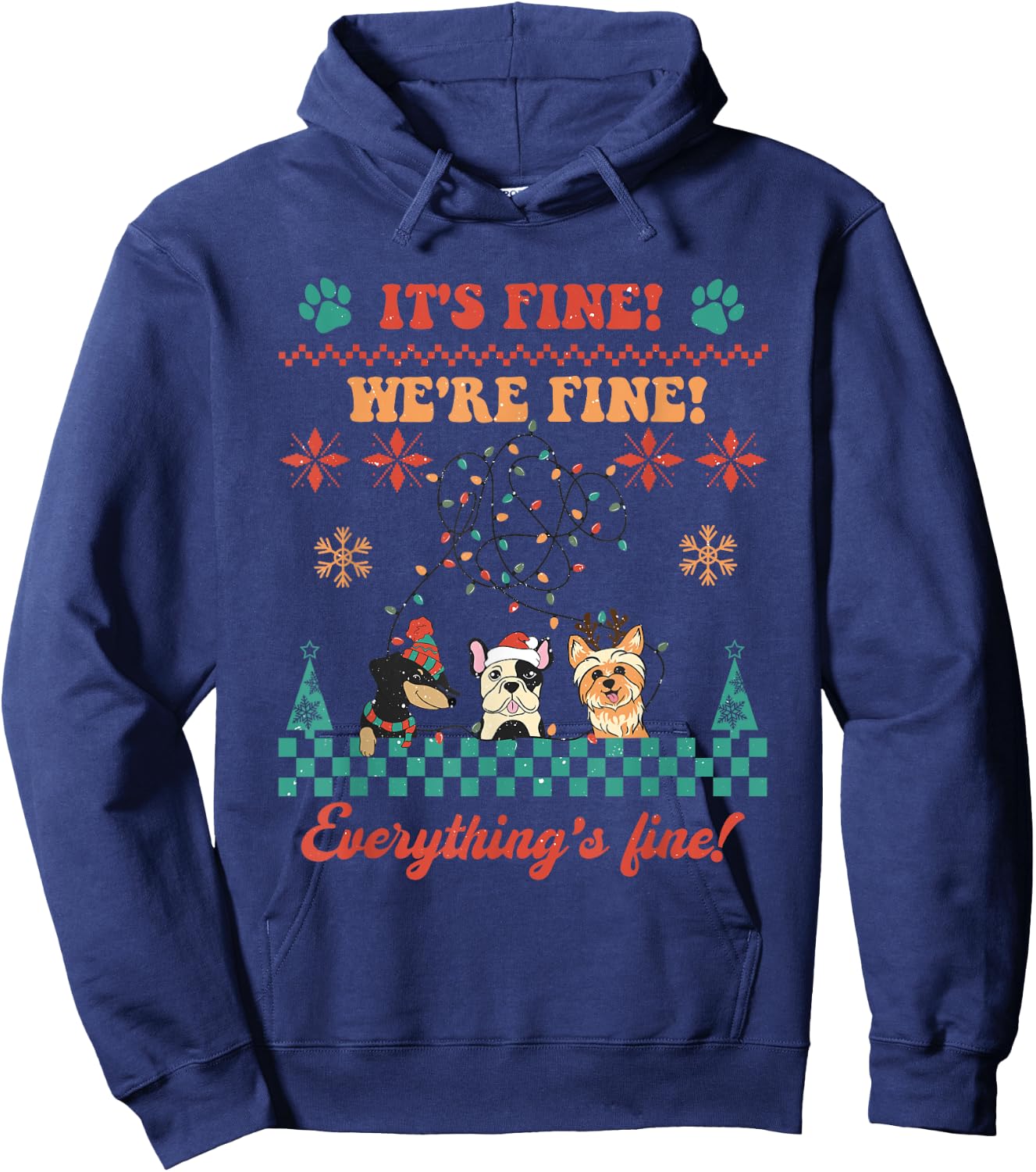 Dog Lover Christmas Ugly Sweater Cute Puppy Owner Funny Xmas Hoodie - Hoodie | Navy