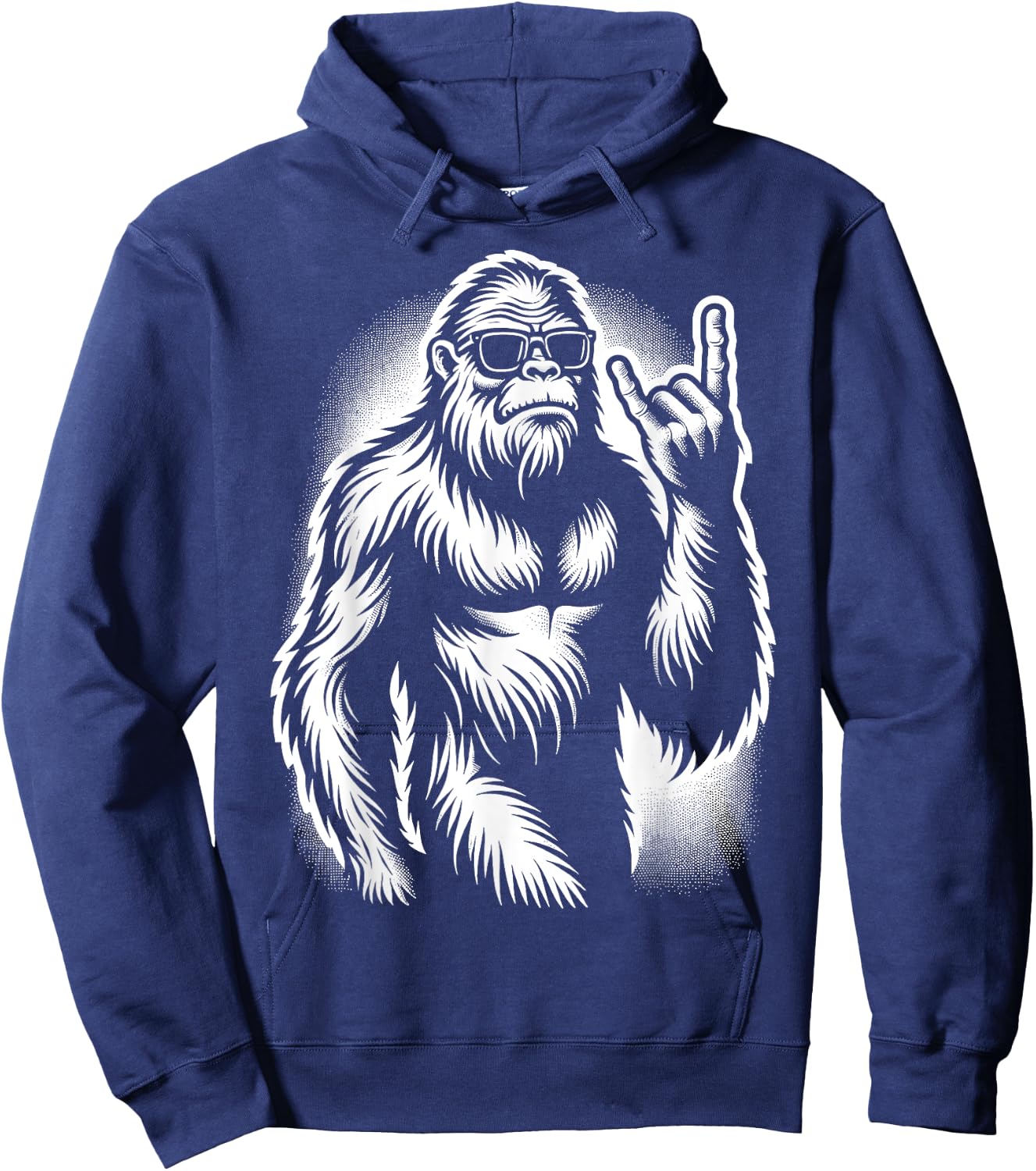 Bigfoot Sasquatch Rock and Roll Heavy Metal Horns Hoodie - Hoodie | Navy