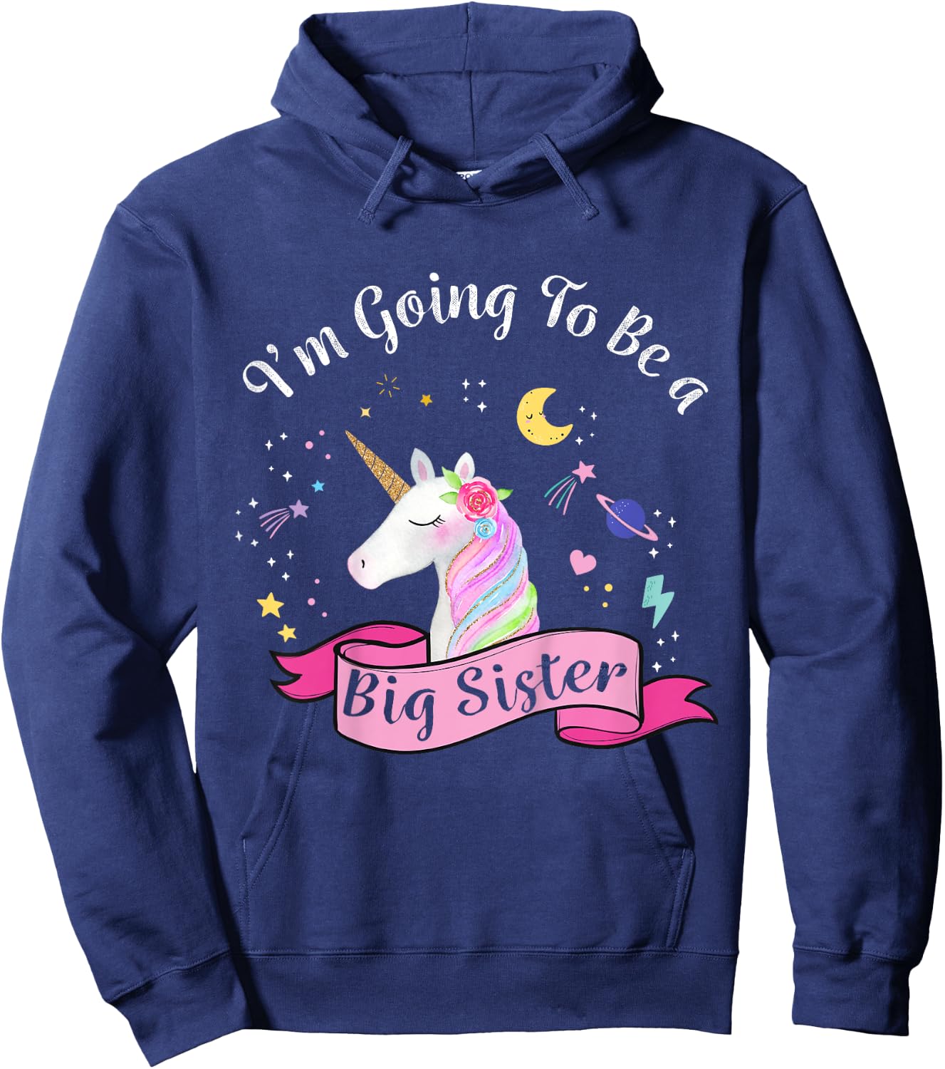 Big Sister Unicorn Shirt I'm Going to be a Big Sister Hoodie - Hoodie | Navy