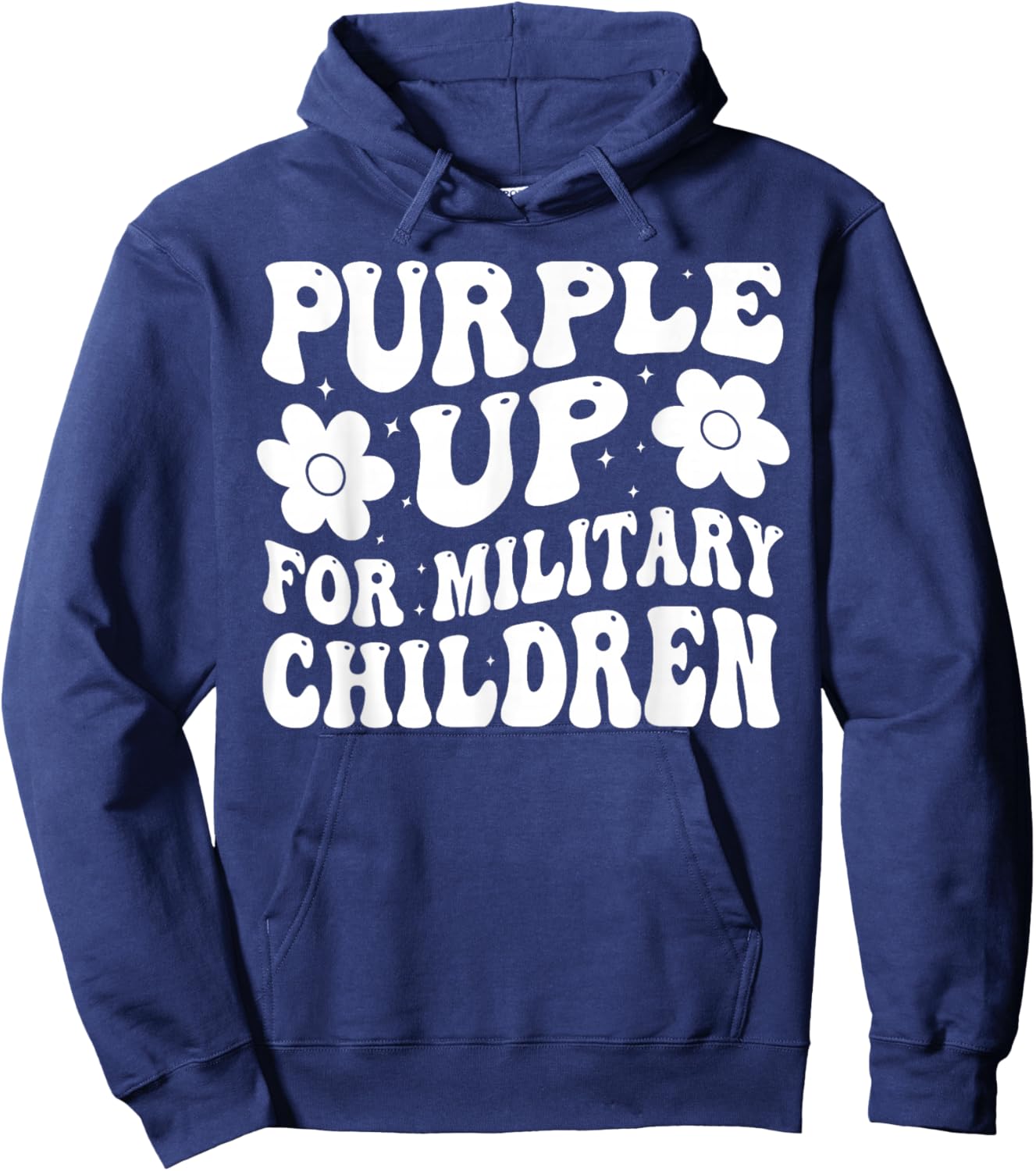 Purple Up For Military Kids Military Child Month Groovy Hoodie - Hoodie | Navy