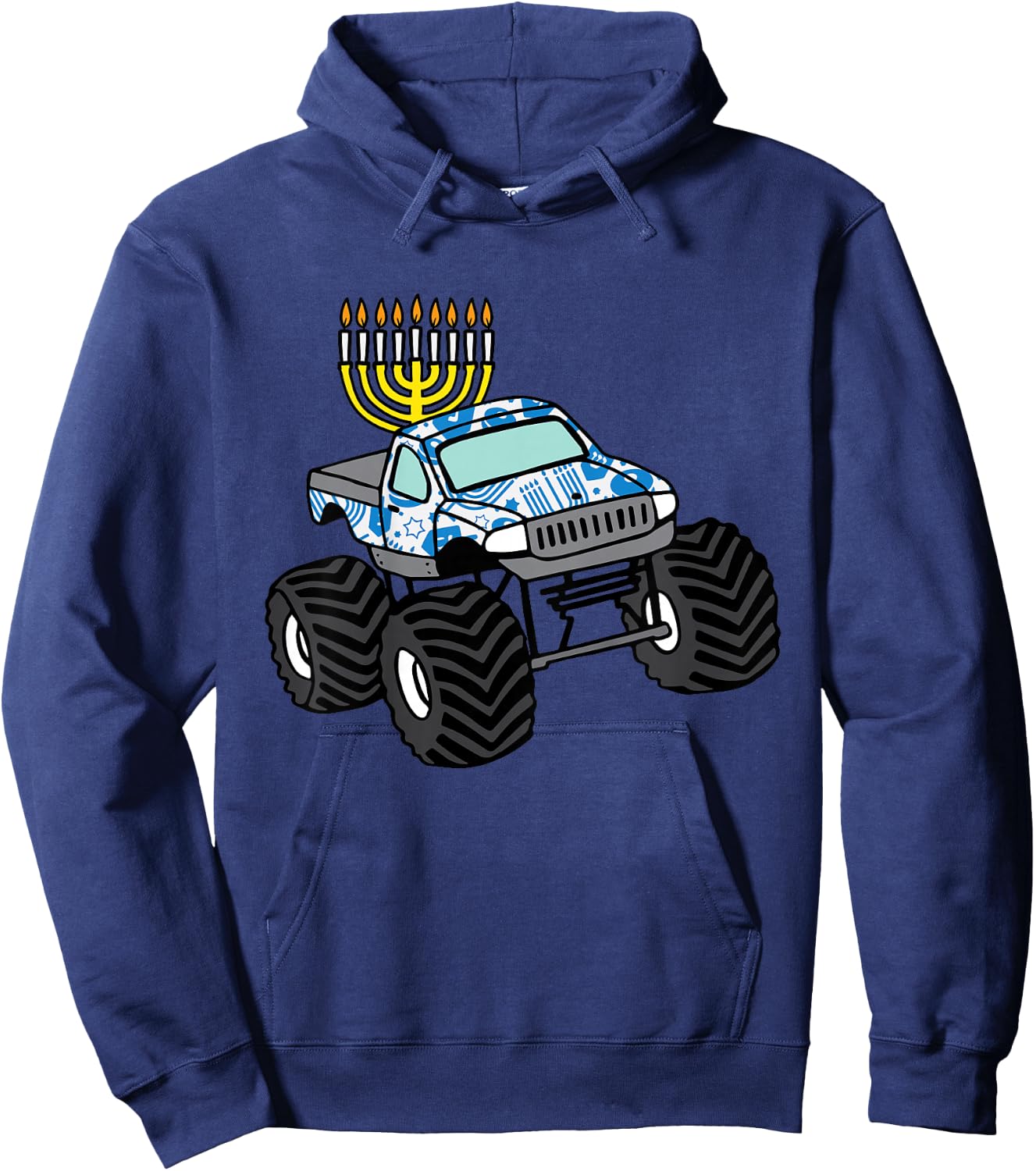 Kids Hanukkah Monster Truck Chanukah Jew Boys Kids Toddler Youth Hoodie - Hoodie | Navy