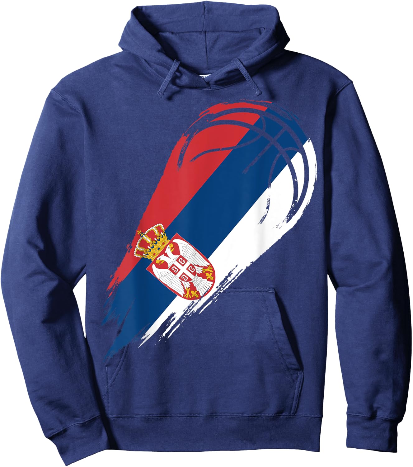 Basketball with flag of Patriotic Serbia Hoodie - Hoodie | Navy