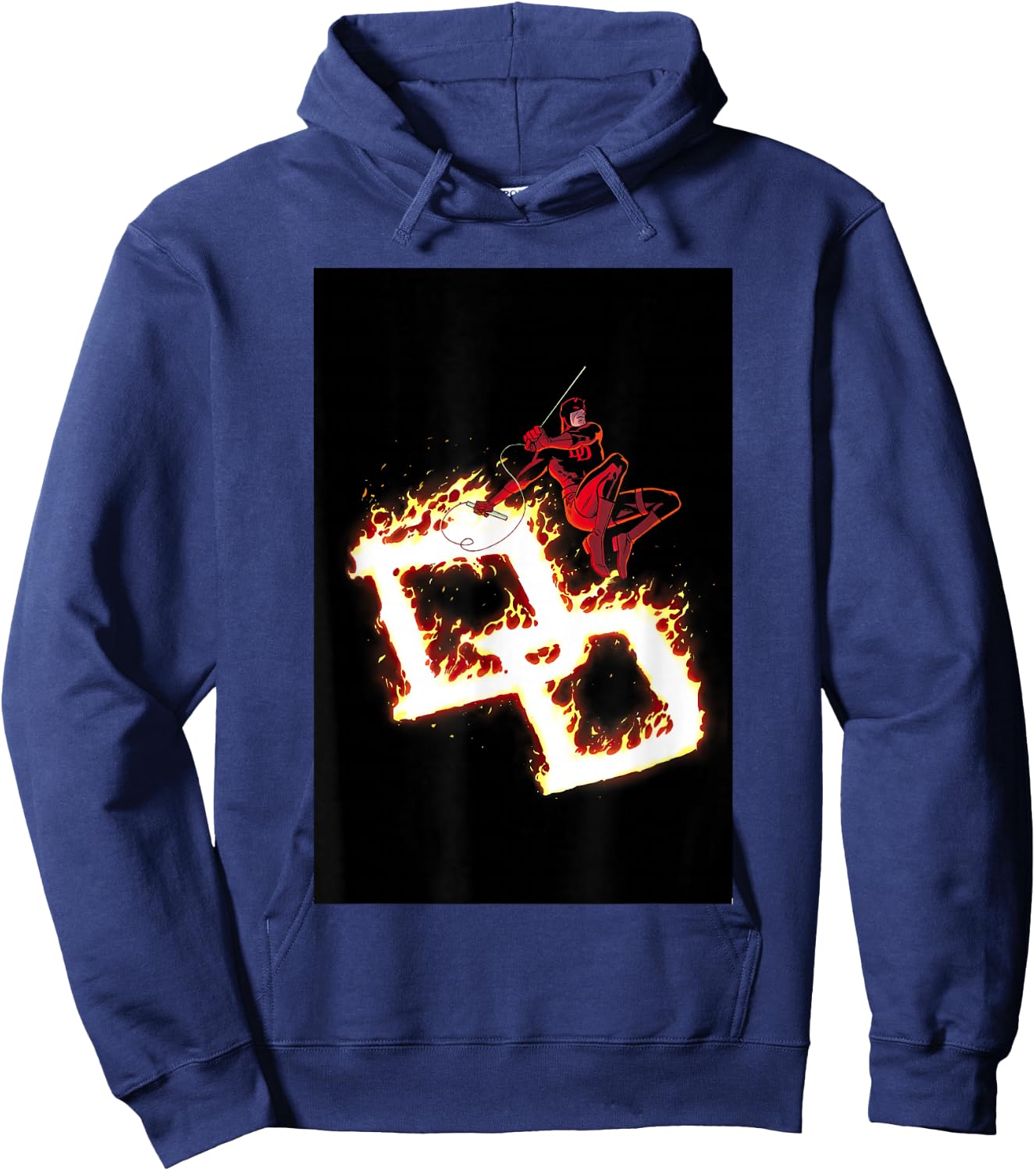 Marvel Comics Retro Classic Daredevil DD On Fire Logo Hoodie - Hoodie | Navy