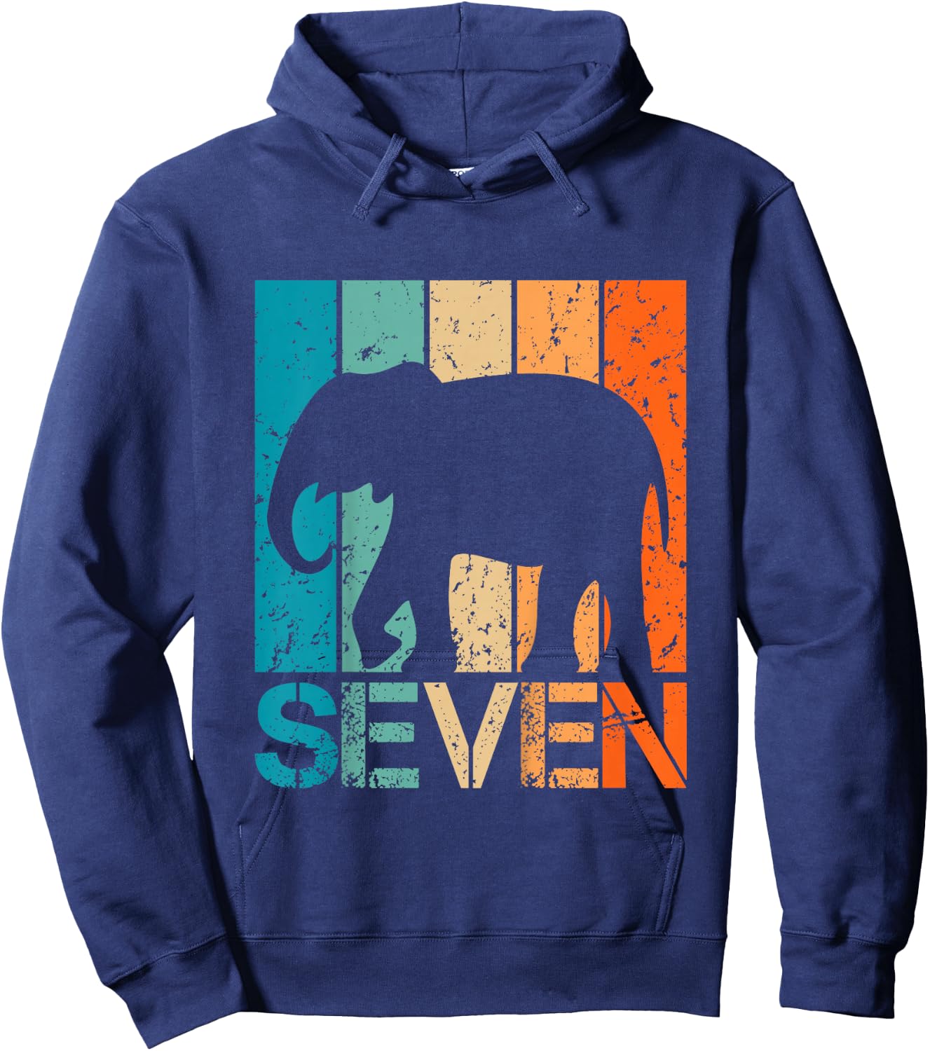 Kids Funny 7th Elephant Birthday 7 Year Old Birthday Elephant Hoodie - Hoodie | Navy