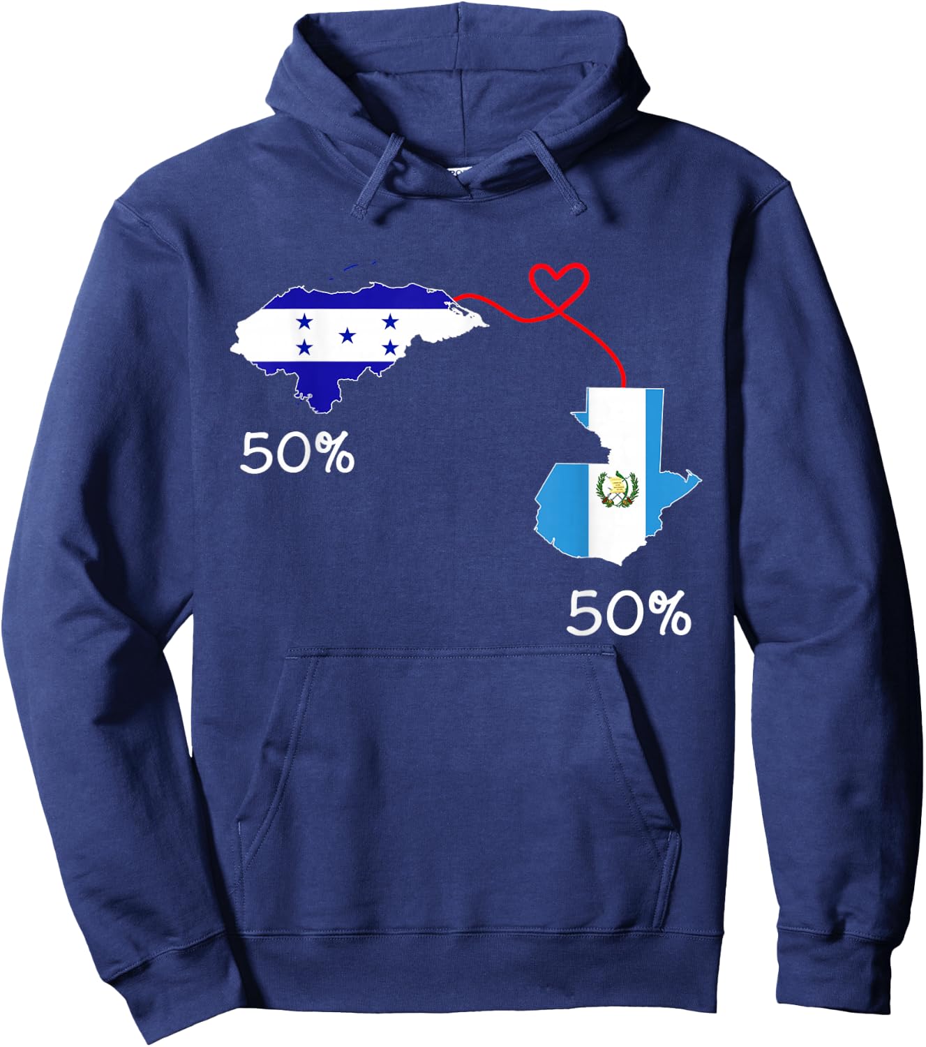 Half Honduran Half Guatemalan Flag Map Guatemala Honduras Hoodie - Hoodie | Navy