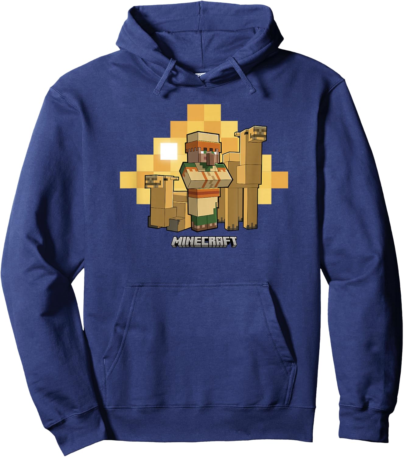 Minecraft Vanilla Villager & Camels Desert Portrait Hoodie - Hoodie | Navy