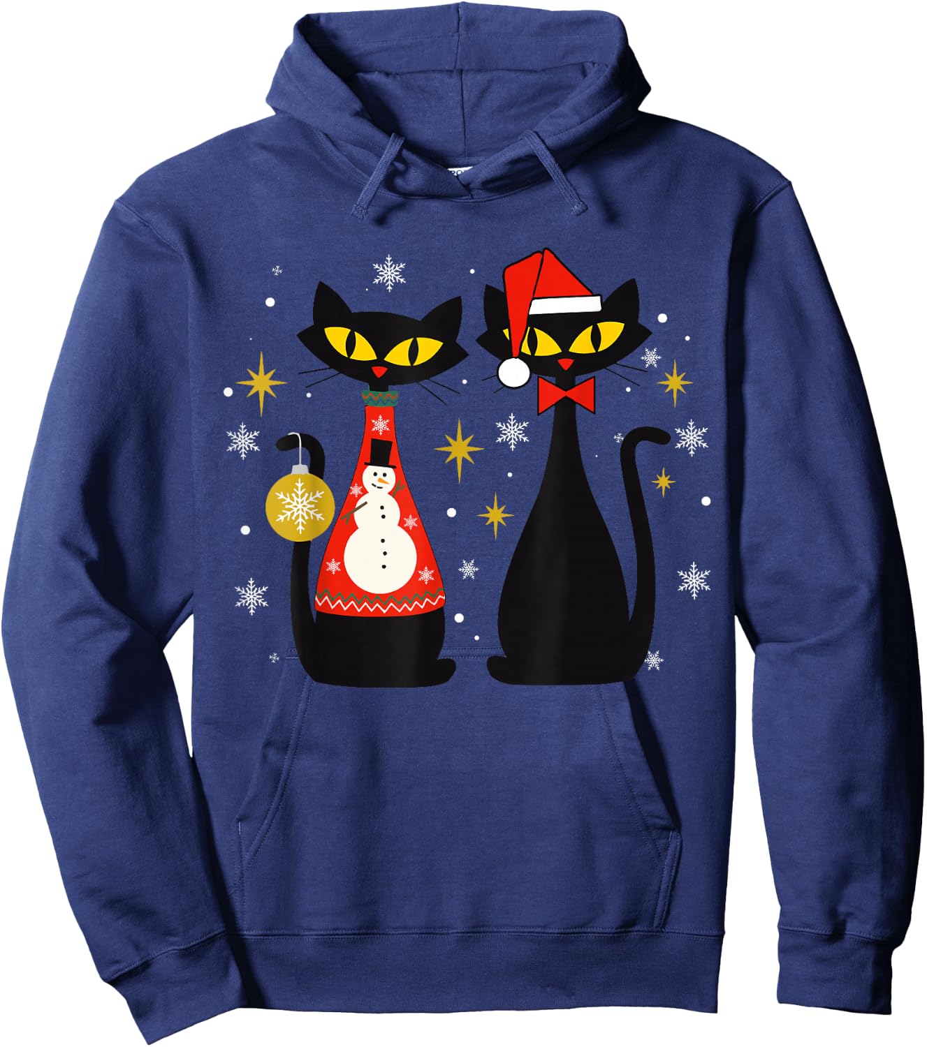 Mid Century Modern Look Cats Christmas Retro 50s 60s Xmas Hoodie - Hoodie | Navy