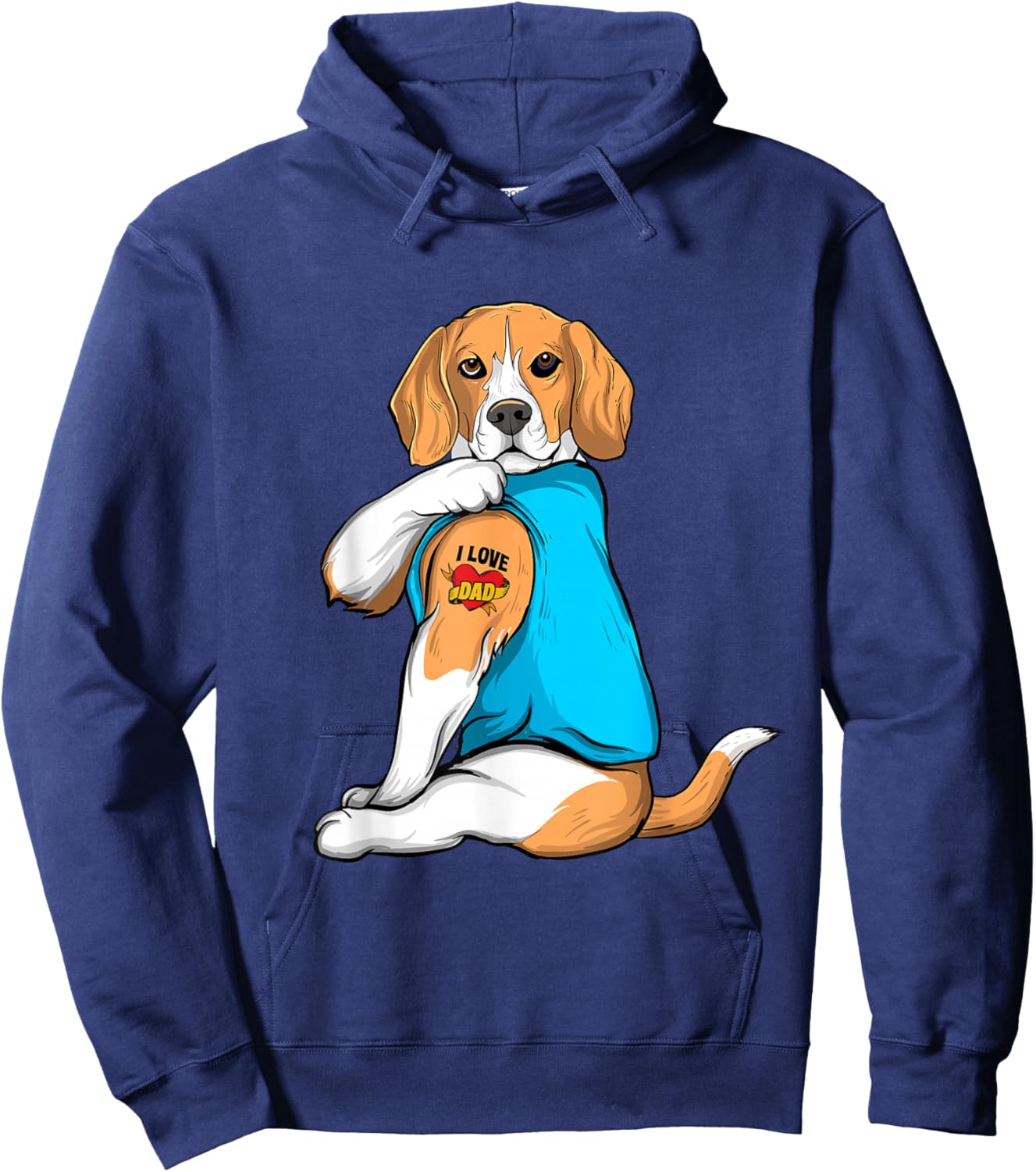 I Love Dad - Beagle Dog Owner Animal Breeder Puppy Lover Women Kids Hoodie - Hoodie | Navy