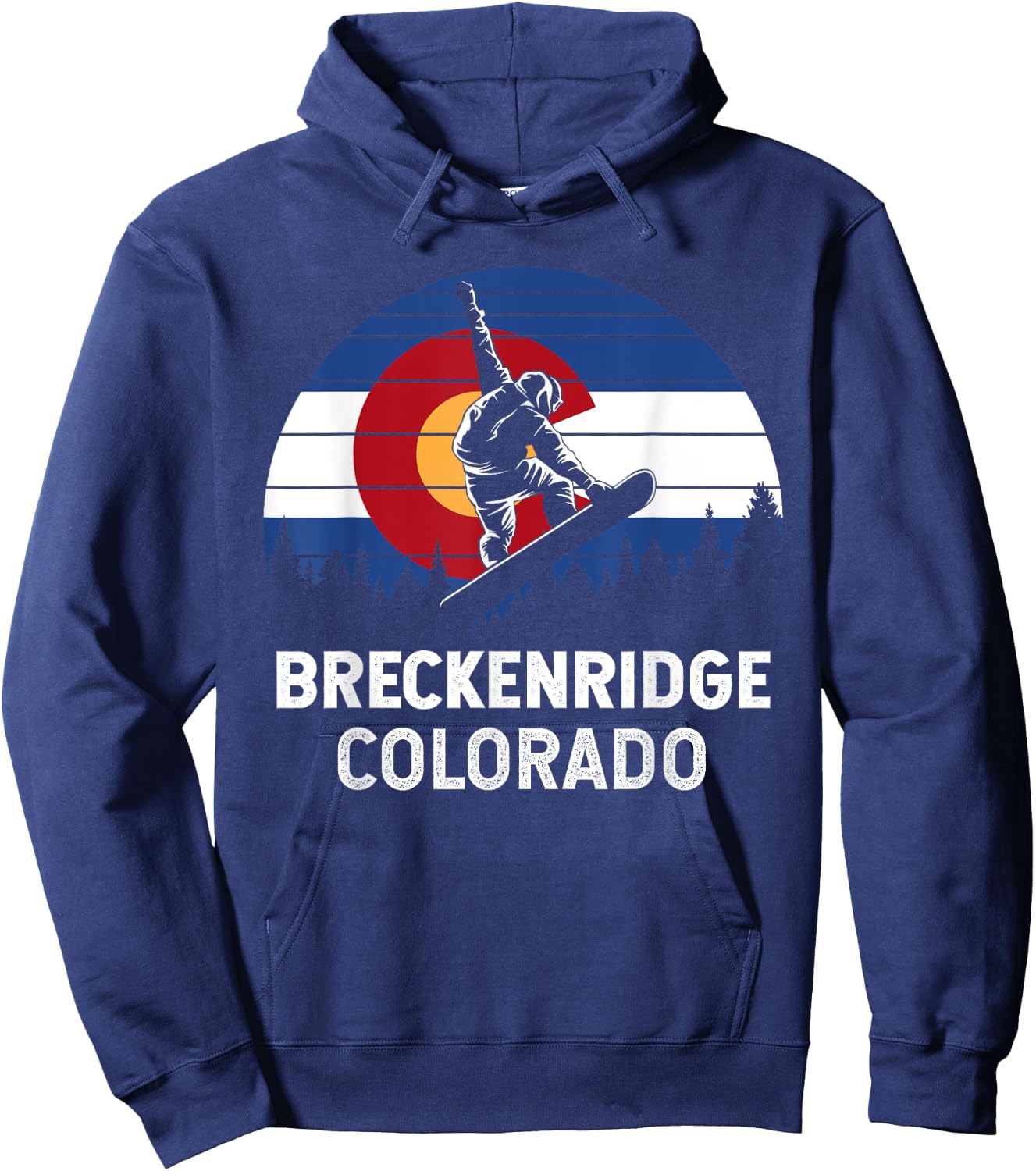 Colorado Snowboarding Gifts And Shirts Breckenridge CO Mountain Town Retro Snowboarding Hoodie - Hoodie | Navy