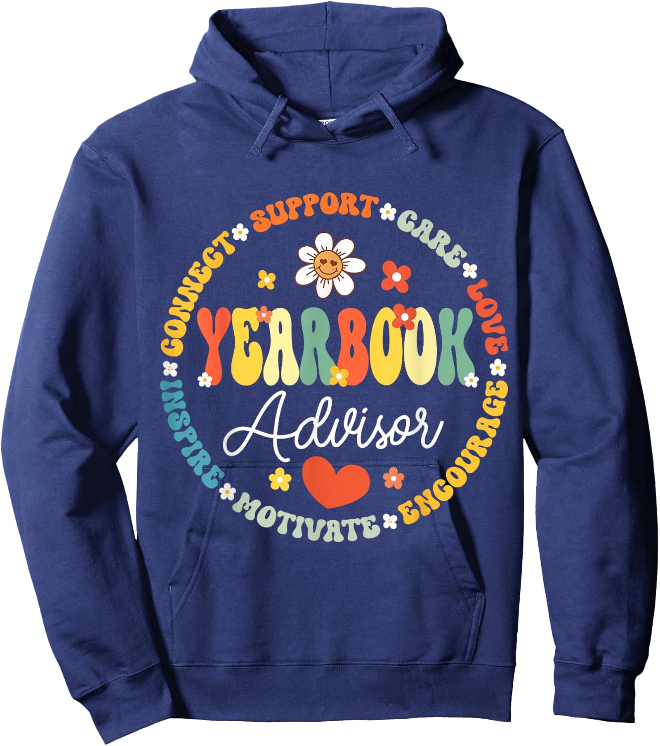 Groovy Yearbook Advisor Literary Club School Publication Hoodie - Hoodie | Navy