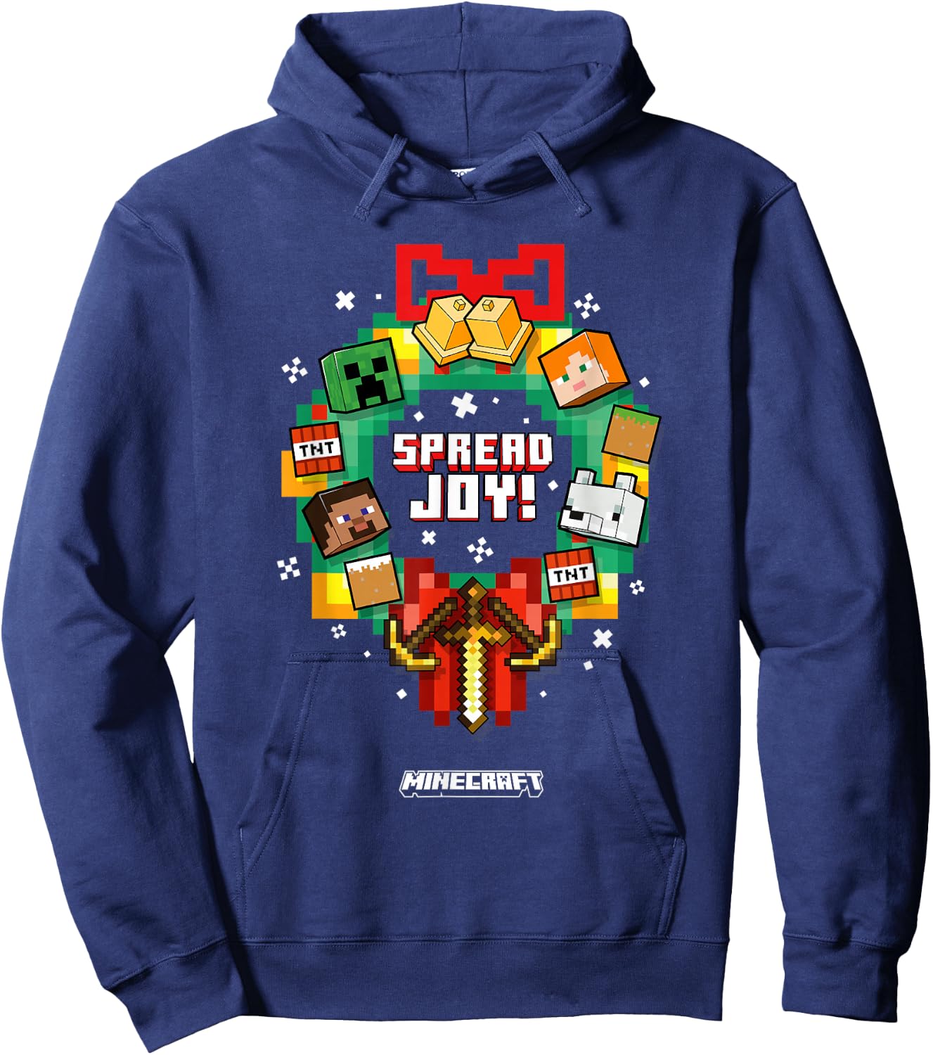 Minecraft Christmas Spread Joy! Xmas Crown Group Shot Hoodie - Hoodie | Navy