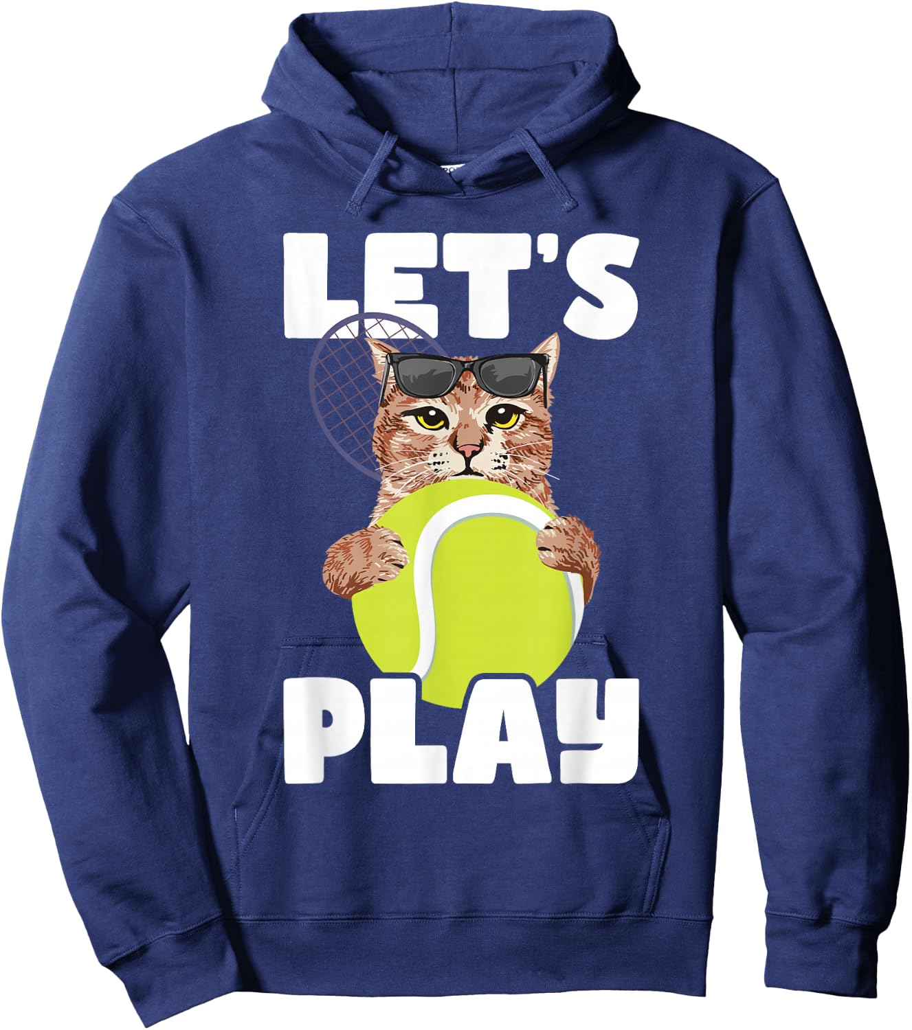 Let's Play - Cat Sunglasses Tennis Player Sports Tournament Hoodie - Hoodie | Navy
