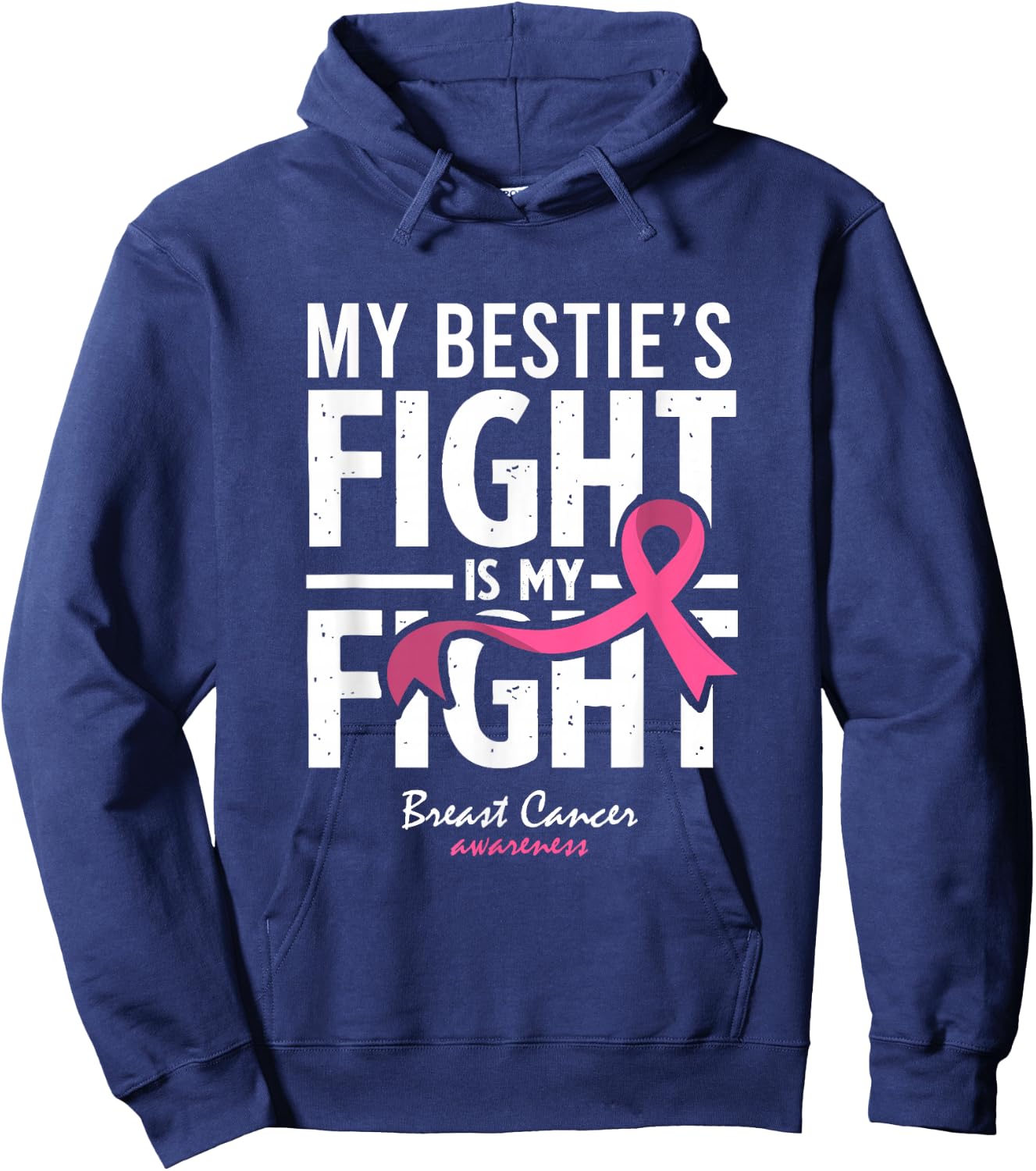Pink Breast Cancer Bestie Survivor Support Friend Hoodie - Hoodie | Navy