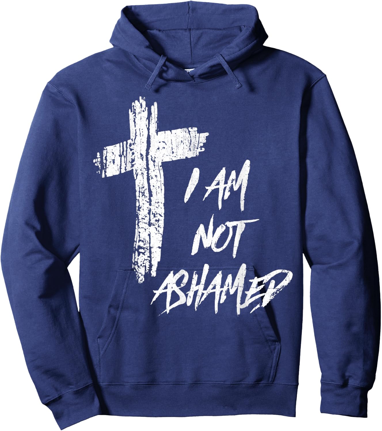 Vintage I Am Not Ashamed Cross Christian Collection Hoodie - Hoodie | Navy