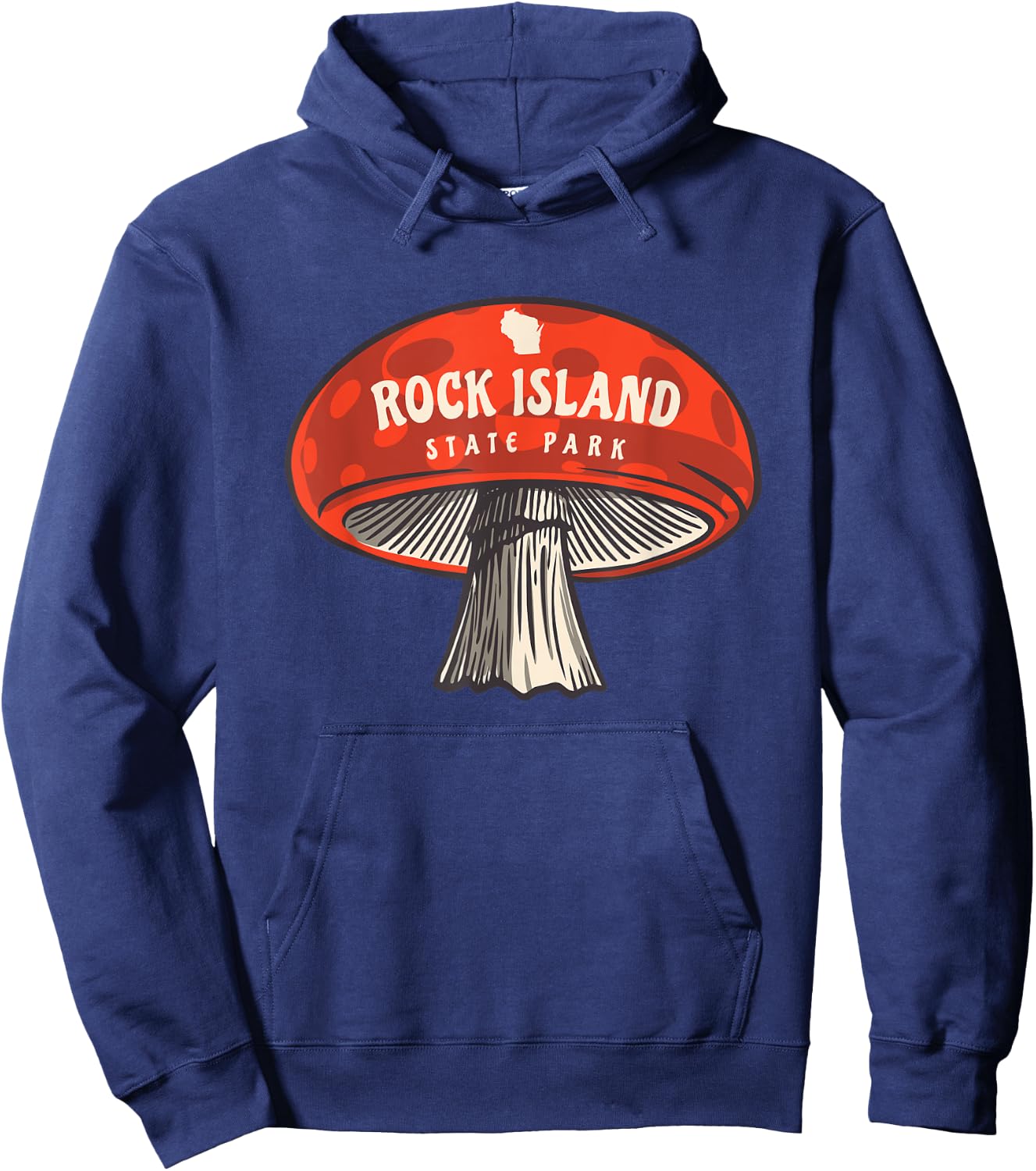Cute Mushroom Rock Island State Park Wisconsin Mycology Hoodie - Hoodie | Navy