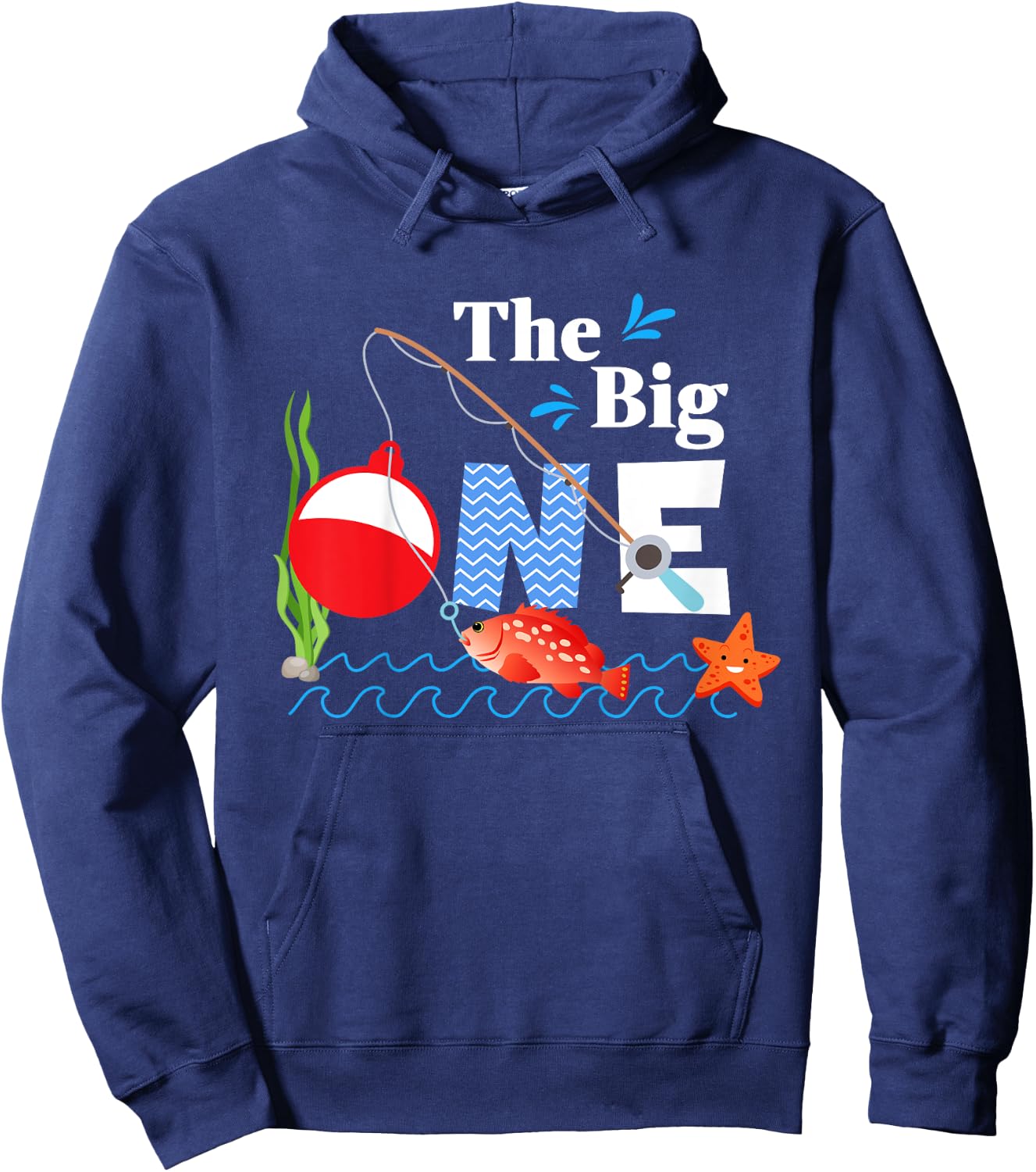 Kids Fishing The Big One Year 1st First Birthday Little Fisherman Hoodie - Hoodie | Navy