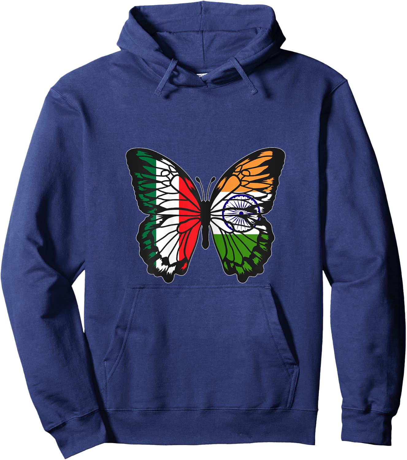 India and Italy Mix Butterfly Half Italian Indian Roots Hoodie - Hoodie | Navy