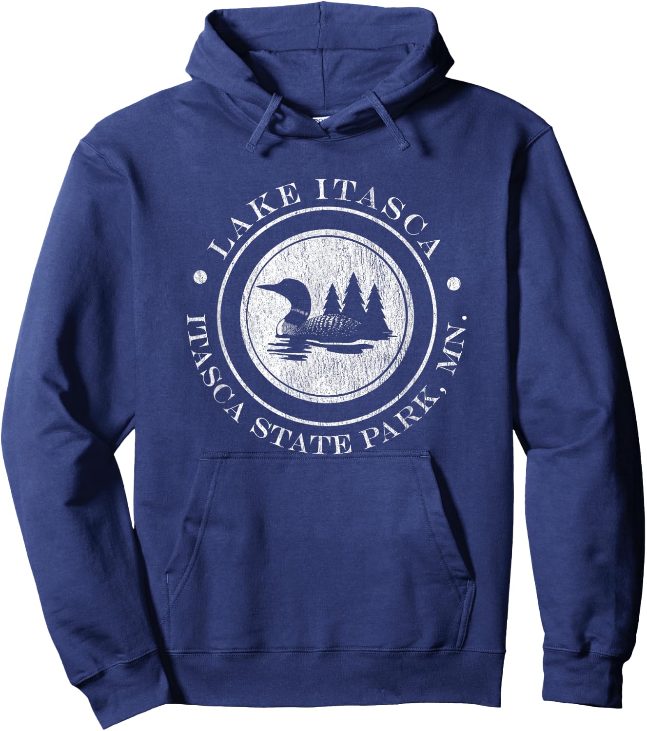 Minnesota - Lake Itasca - Itasca State Park with Loon Hoodie - Hoodie | Navy