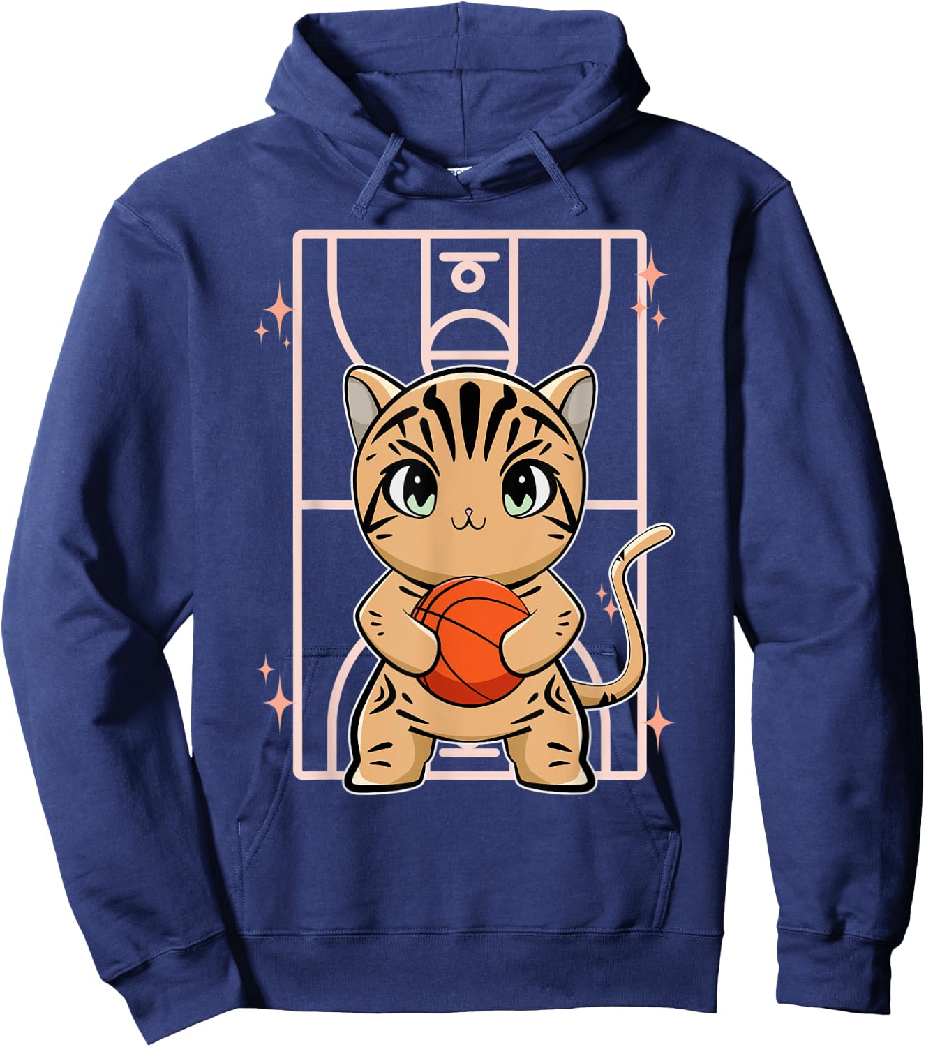 American Shorthair Cat With Basketball Men Women Kids Hoodie - Hoodie | Navy