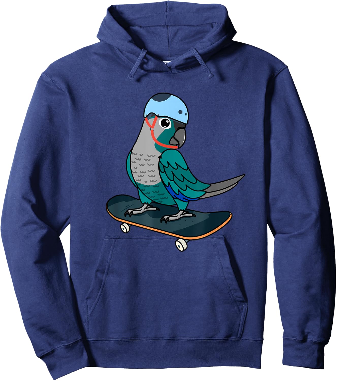Skateboarding Parrot I Turquoise Green Cheek Conure Hoodie - Hoodie | Navy