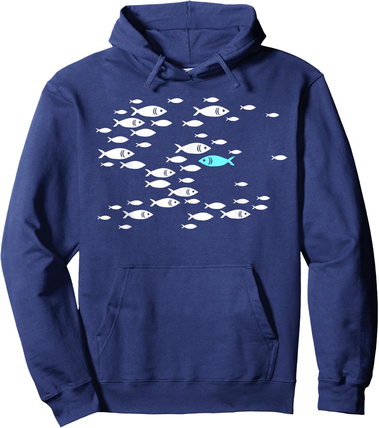 Fish Swim Against The Current in The sea Hoodie - Hoodie | Navy