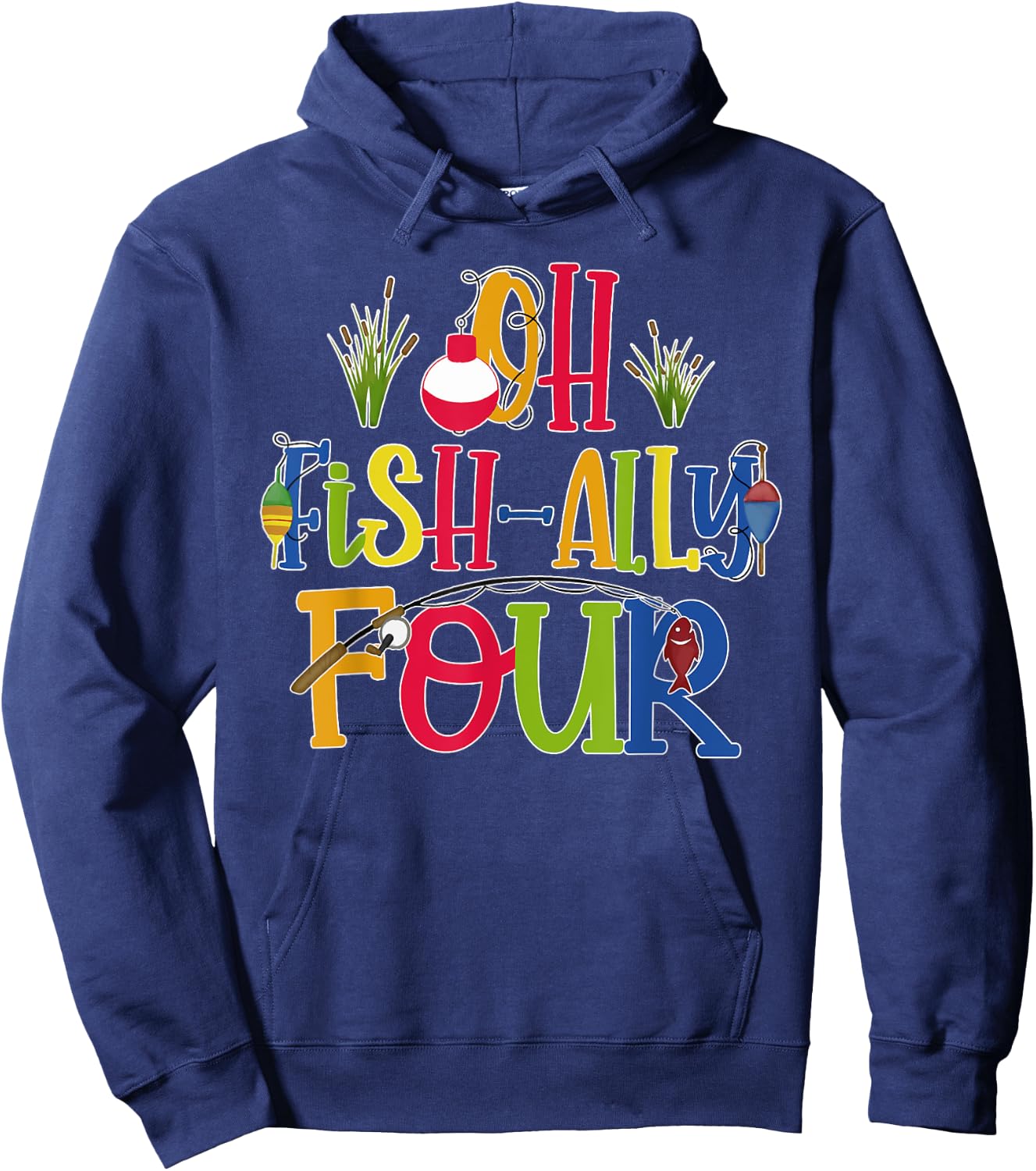 Oh Fish Ally Four Birthday Boy Outfit 4 Year Old 4th Bday Hoodie - Hoodie | Navy