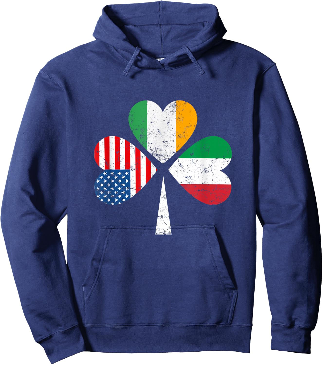 Irish Italian American Flag Ireland Italy USA Patrick's Day Hoodie - Hoodie | Navy