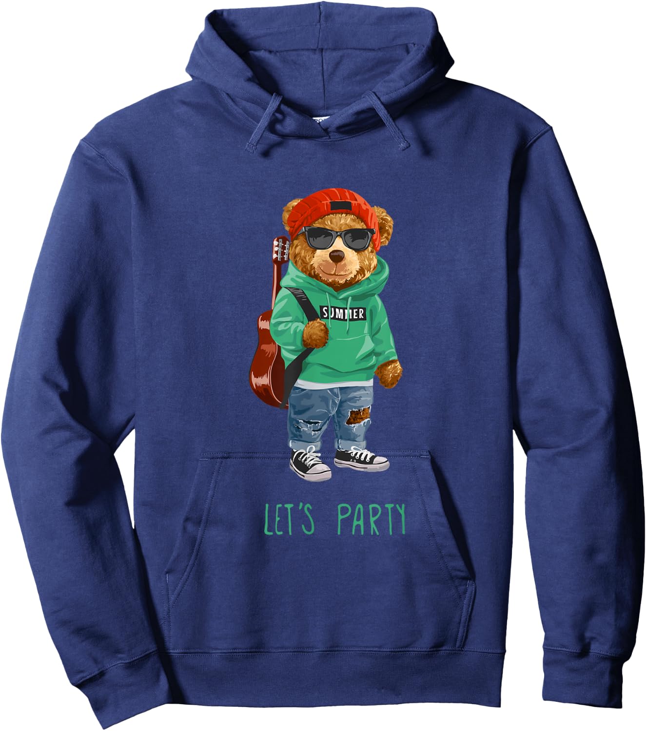 Stay Childish Let's Party, Funny Boys Girls Teddy Bear Style Hoodie - Hoodie | Navy