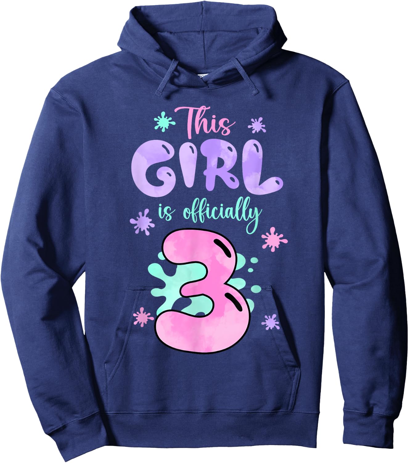 This Girl Is Officially 3 Year Old Slime Queen 3rd Birthday Hoodie - Hoodie | Navy